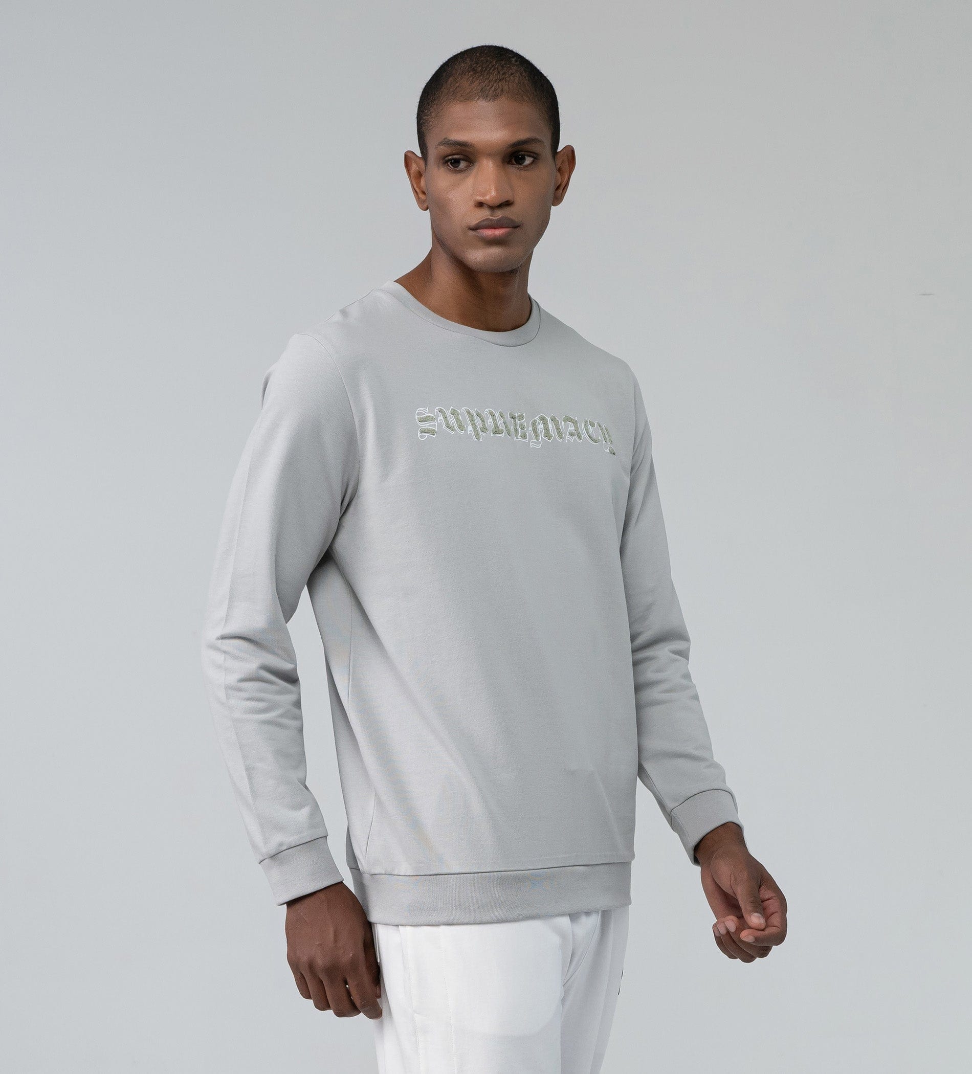 Sweatshirts Printed Sweatshirts Grey Statement Sweatshirt