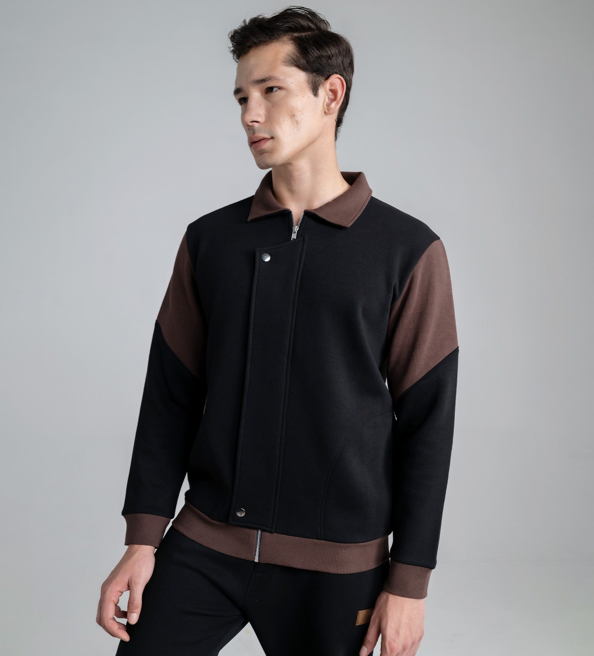 Sweatshirts Shacket Dual-Tone Zip Shacket
