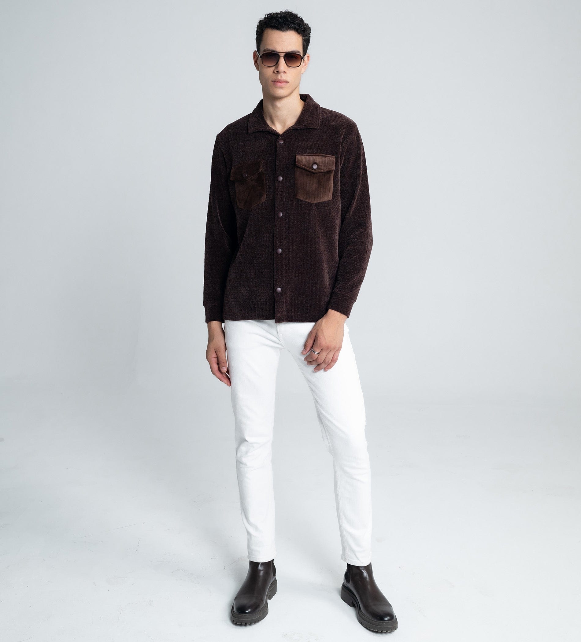 Sweatshirts Shacket Winter Warmth Dark Brown Shacket