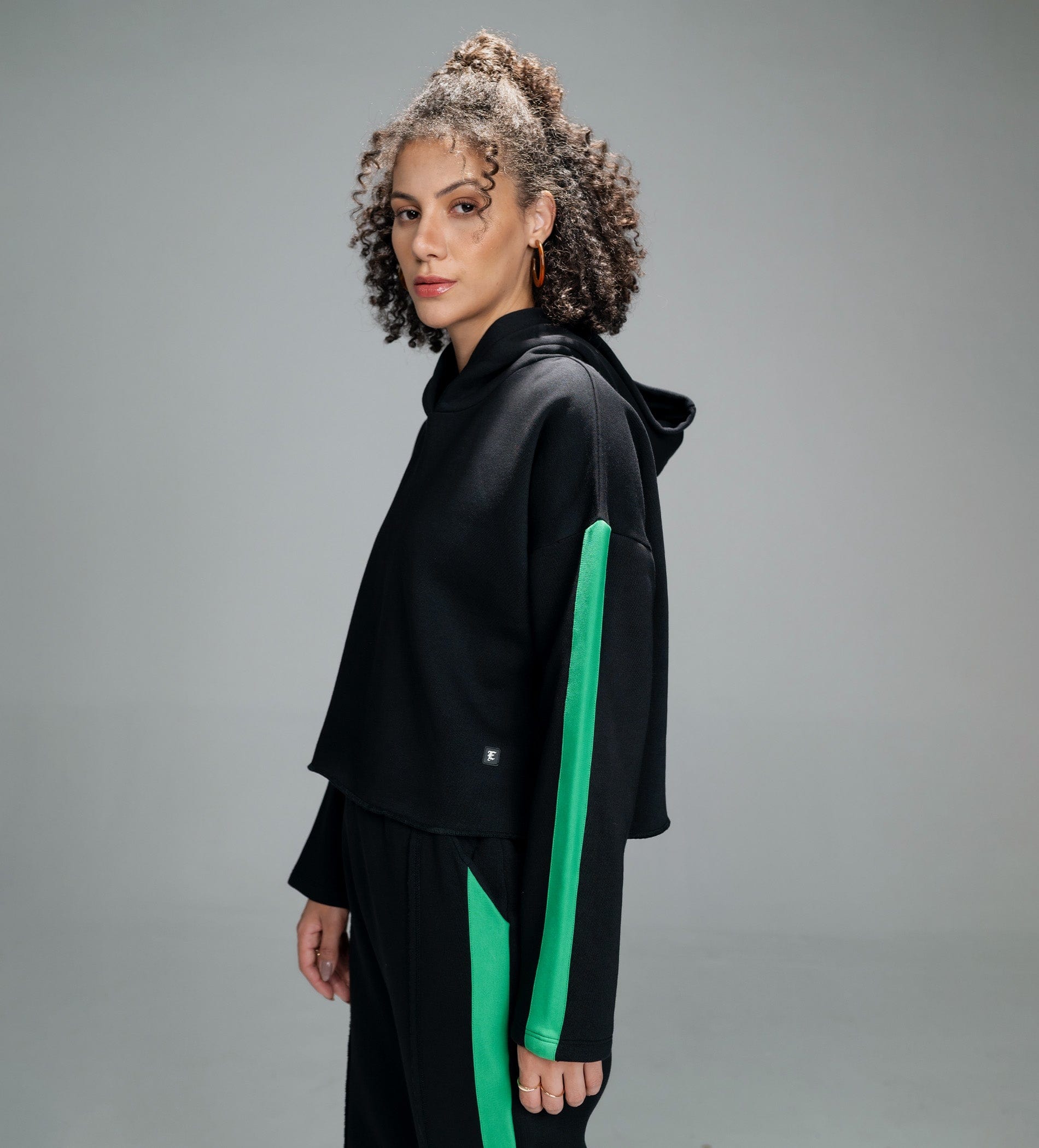 Sweatshirts Solid Sweatshirts Edgy Black Crop hoodie Sweatshirt