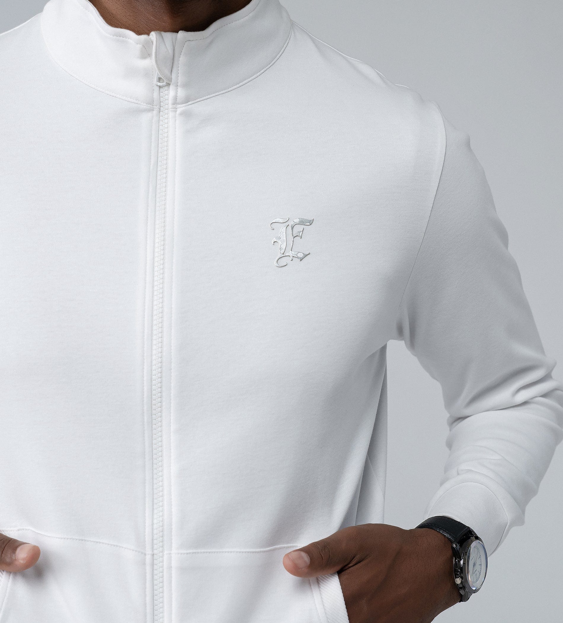 Sweatshirts Zipper Sweatshirt Sleek Embossed Zip Sweatshirt