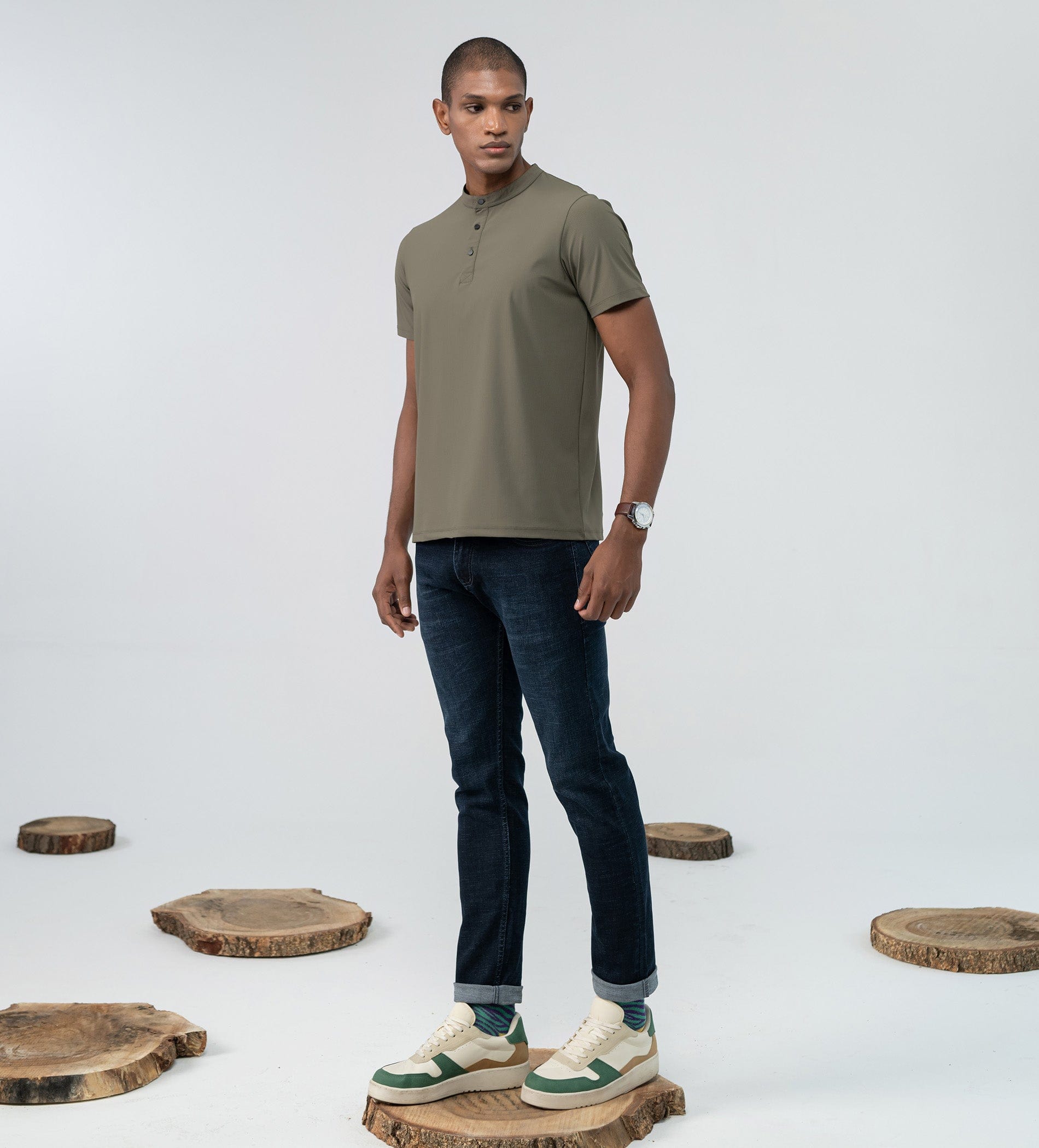 T-Shirts HENLEY T-SHIRT Evergreen Henley T-shirt