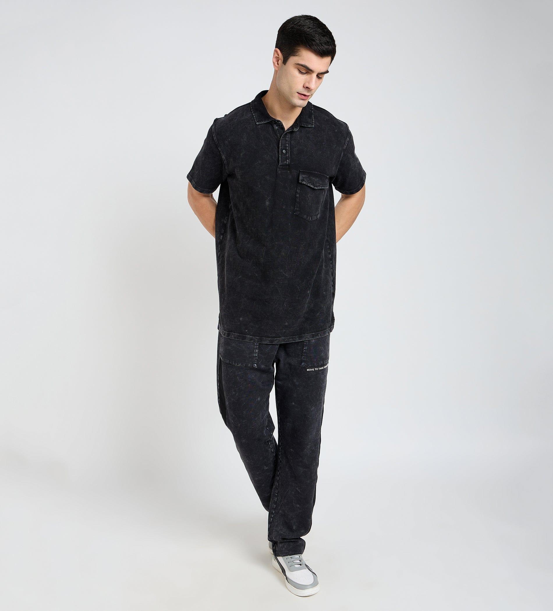 T-Shirts Polo T-Shirt Dark Delight Acid Wash Polo T-Shirt