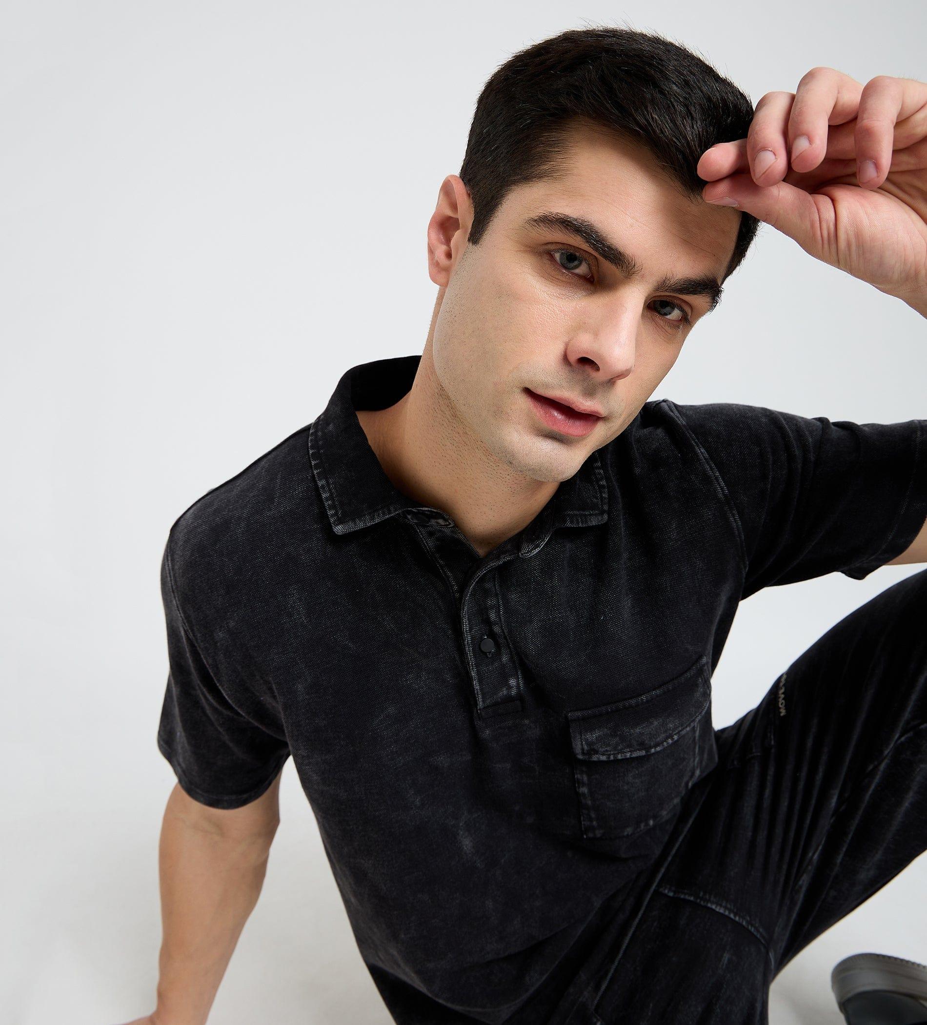 T-Shirts Polo T-Shirt Dark Delight Acid Wash Polo T-Shirt