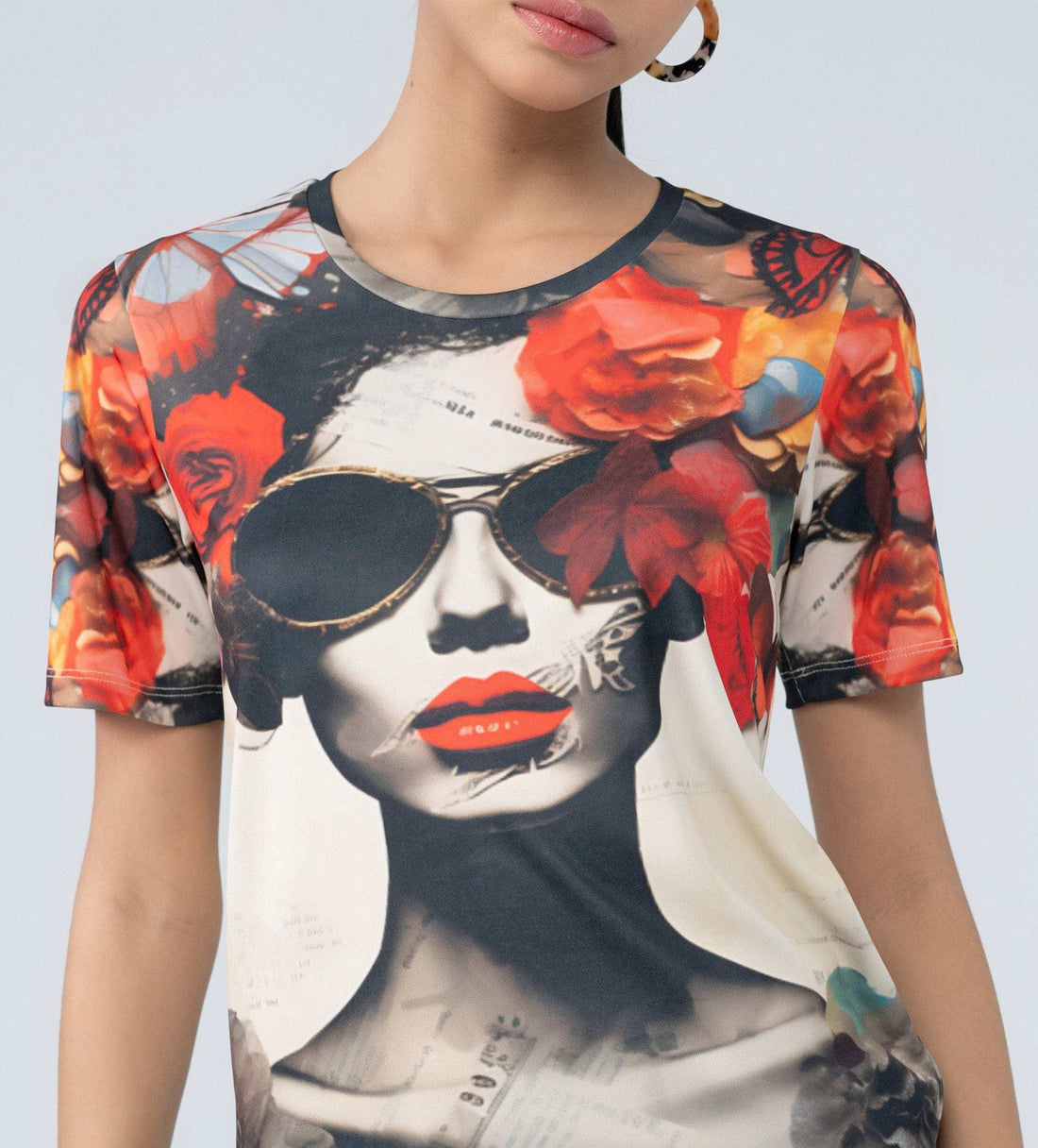 T-shirts T-Shirt Artistic Face Print Digital Top