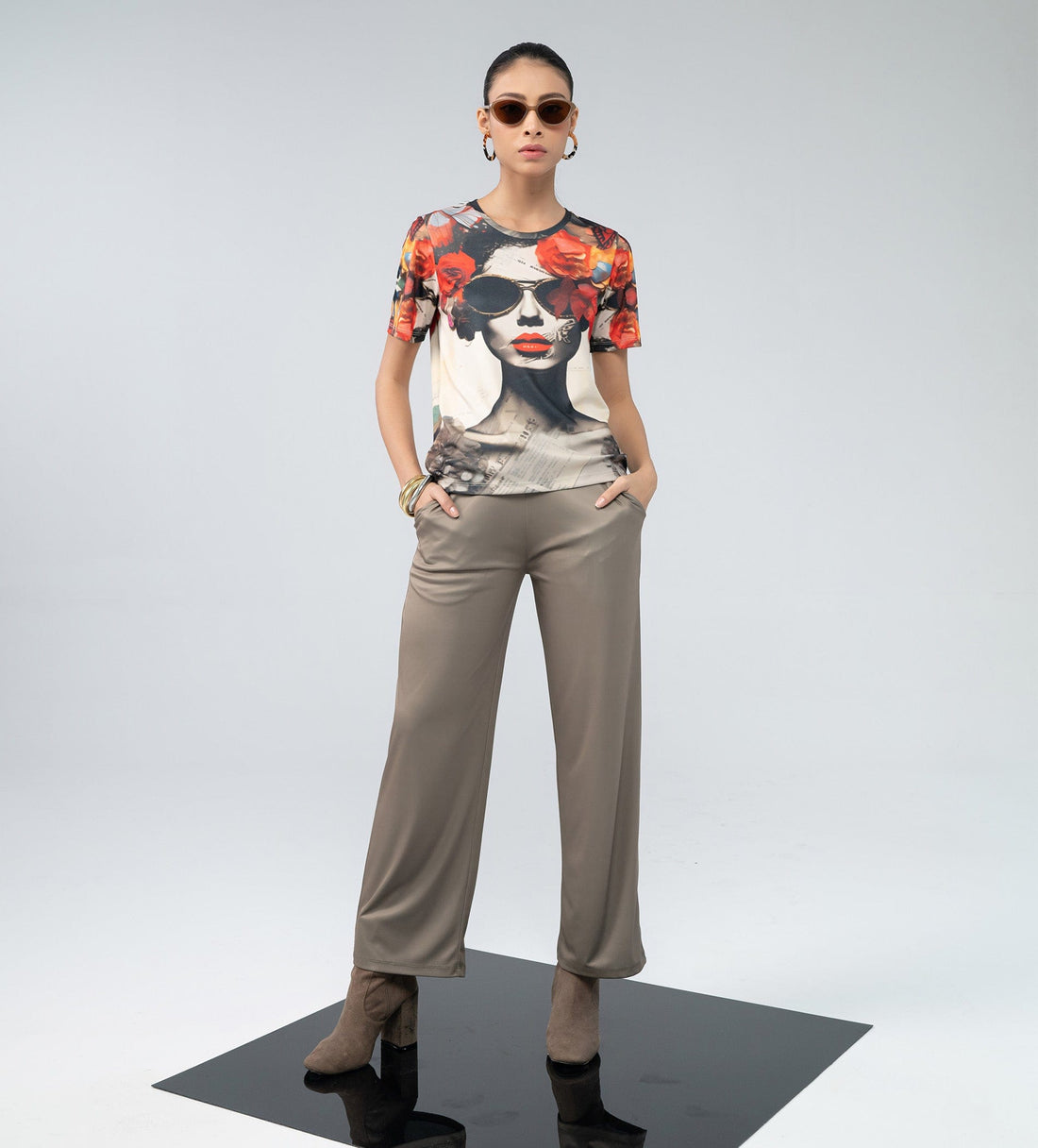 T-shirts T-Shirt Artistic Face Print Digital Top