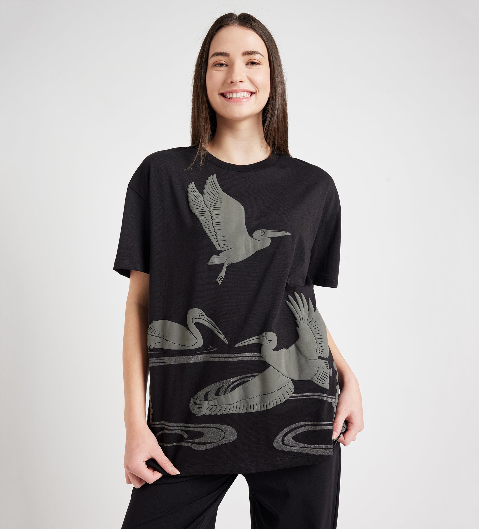 T-Shirts T-Shirt Black Monochrome Oversize Tee