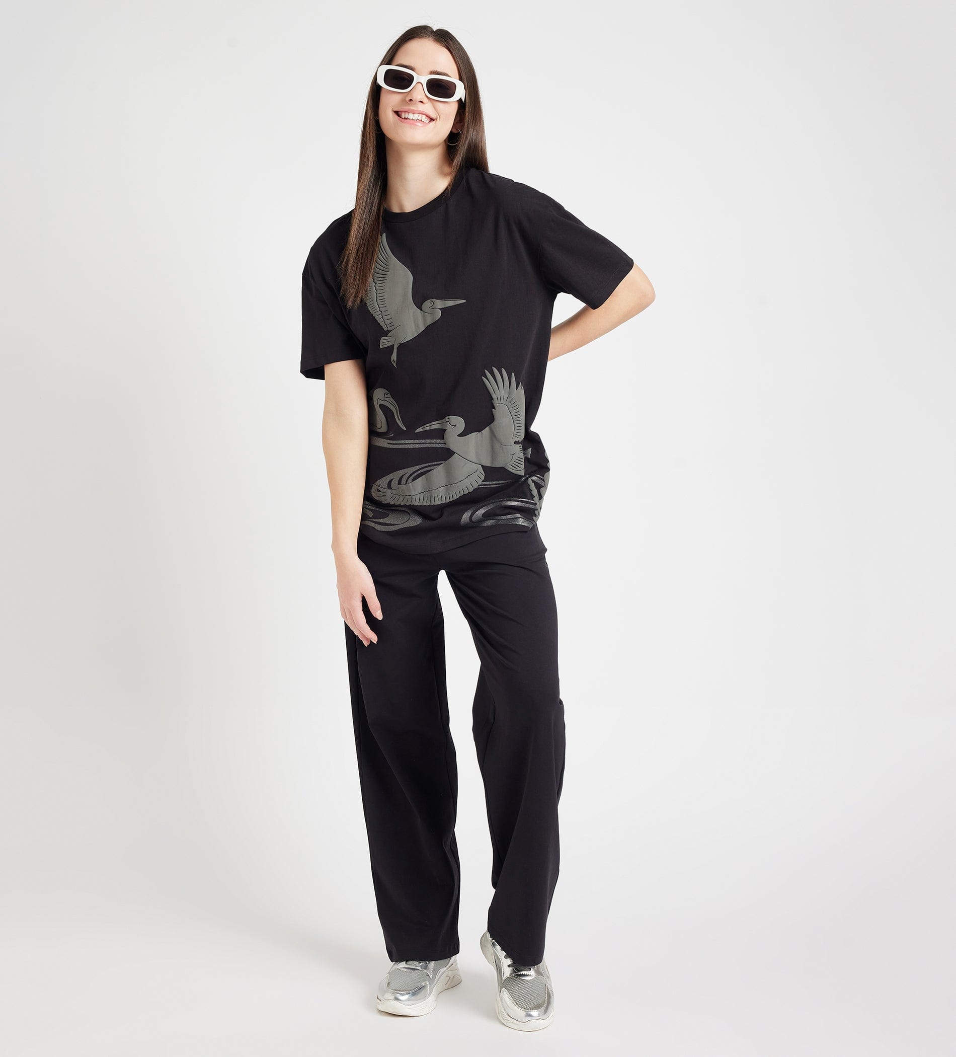T-Shirts T-Shirt Black Monochrome Oversize Tee