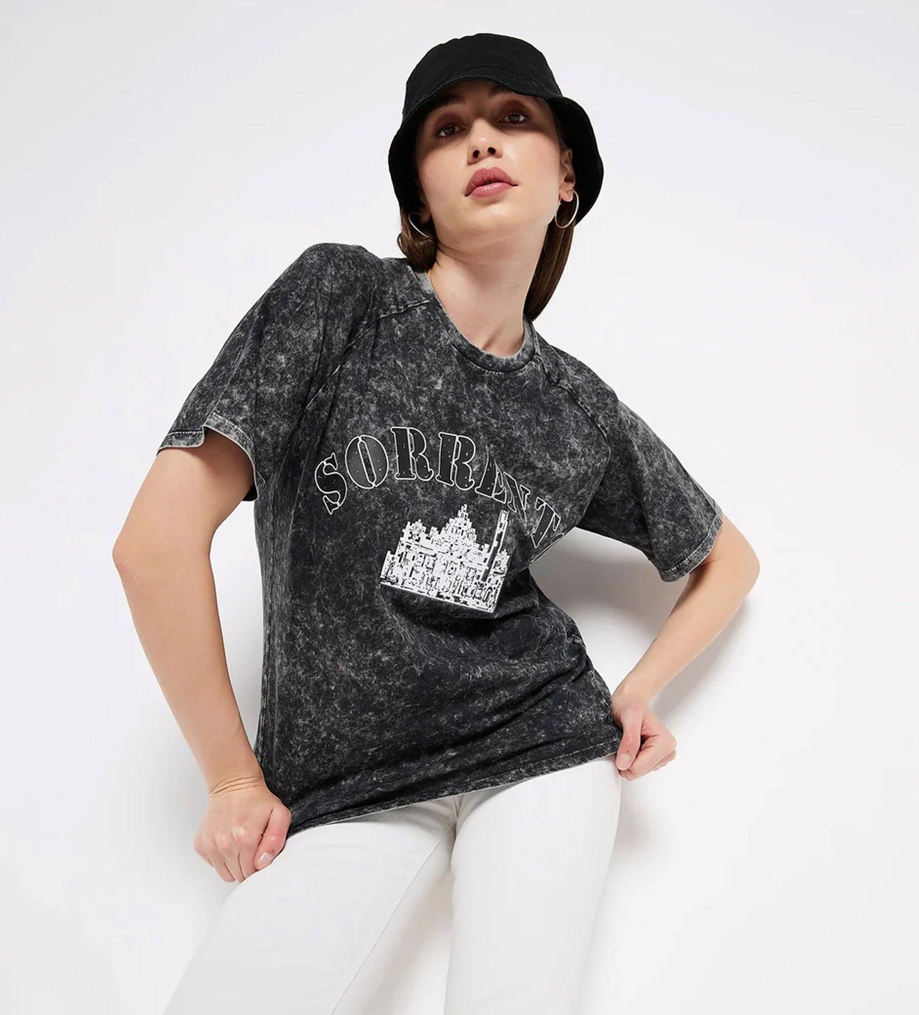 T-shirts T-Shirt Black Multicolor Tie & Dye Sorrento Oversized T-Shirt for Women