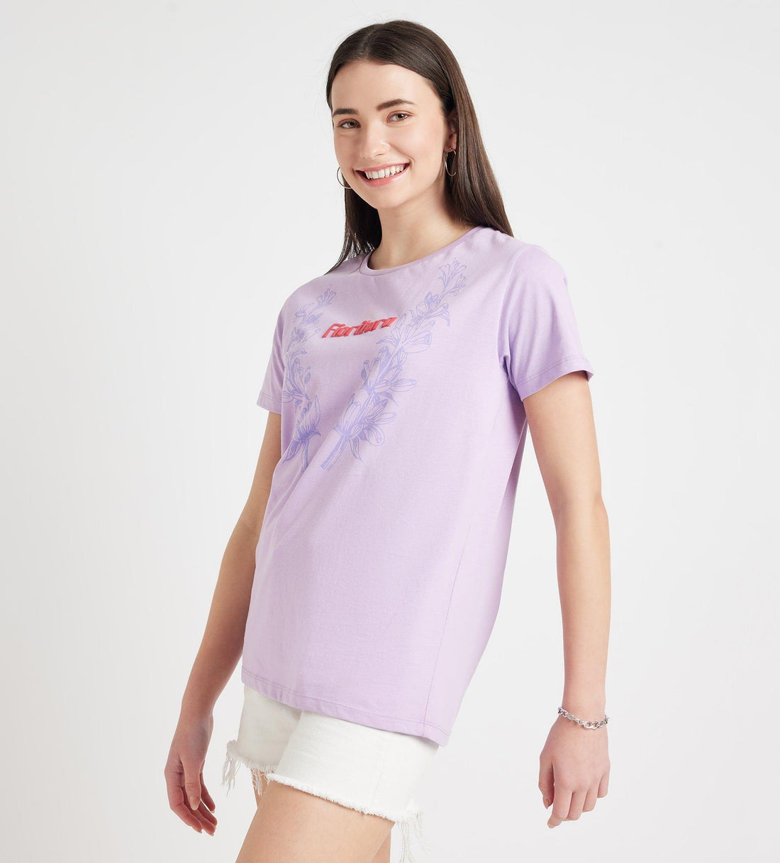 T-Shirts T-Shirt Lavender Floral Chintz Cotton Tee