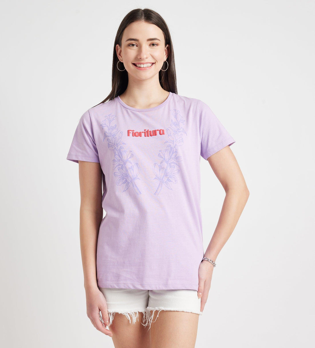 T-Shirts T-Shirt Lavender Floral Chintz Cotton Tee
