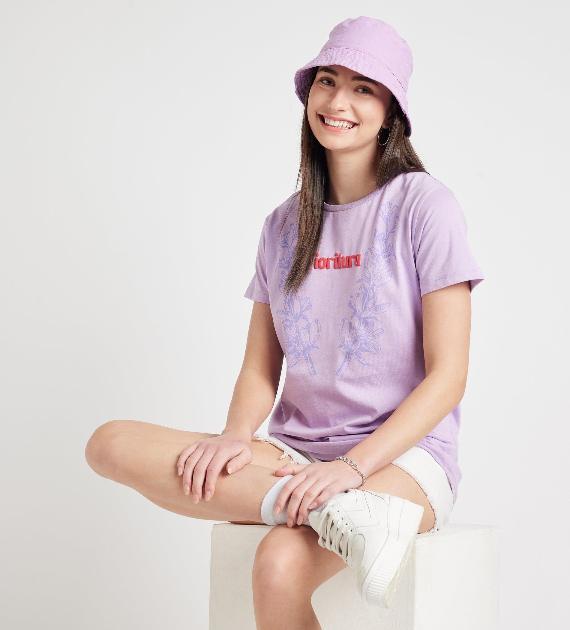 T-Shirts T-Shirt Lavender Floral Chintz Cotton Tee