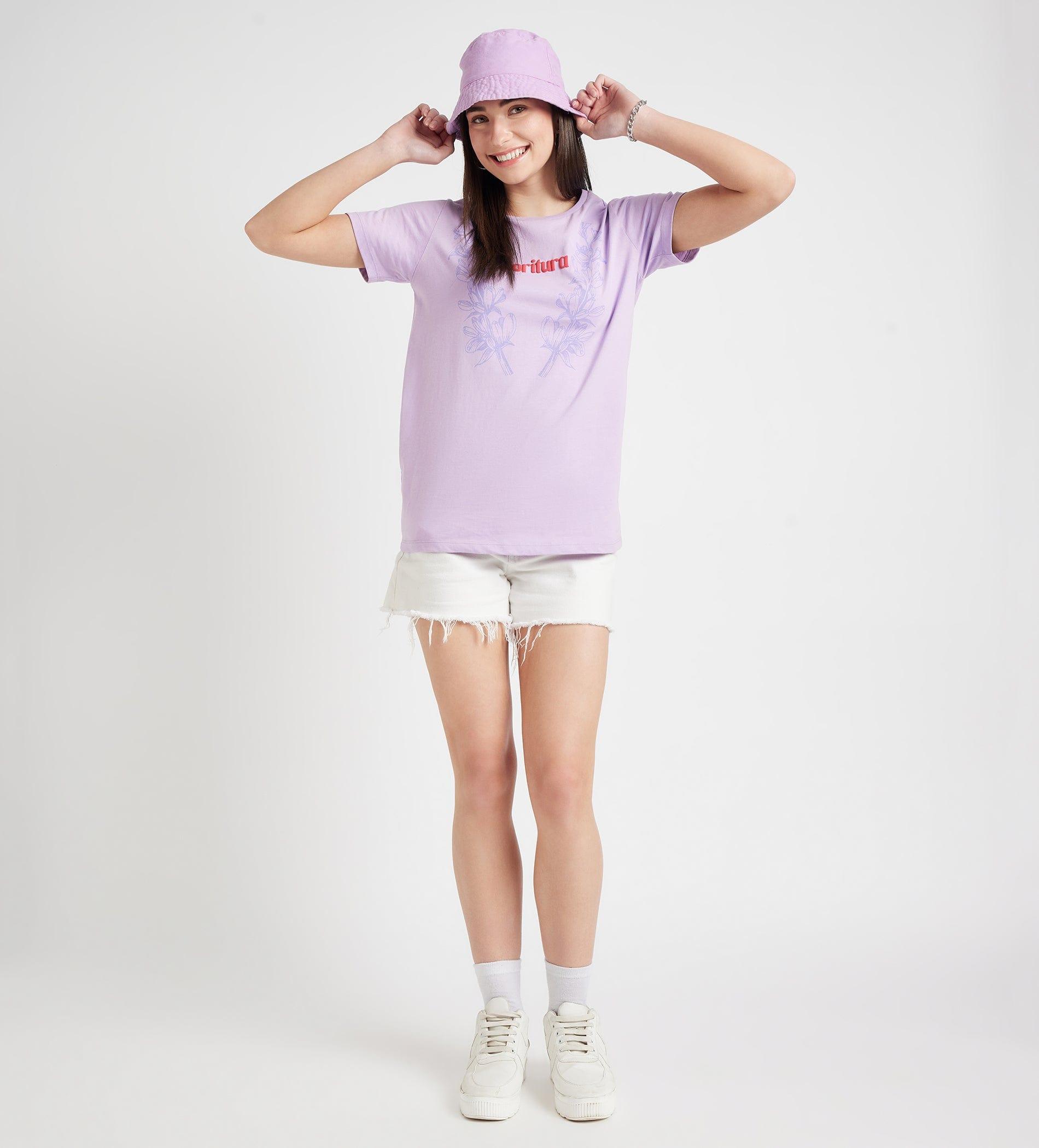 T-Shirts T-Shirt Lavender Floral Chintz Cotton Tee
