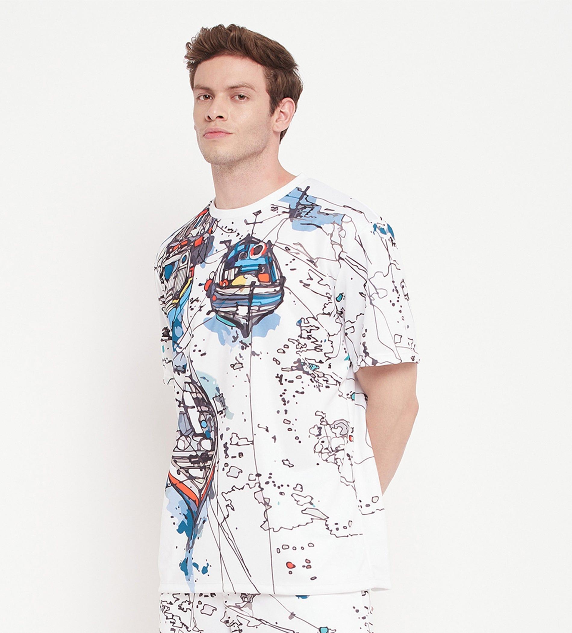 T-shirts T-Shirt Men White Bon Voyage Oversized T-Shirt for Men