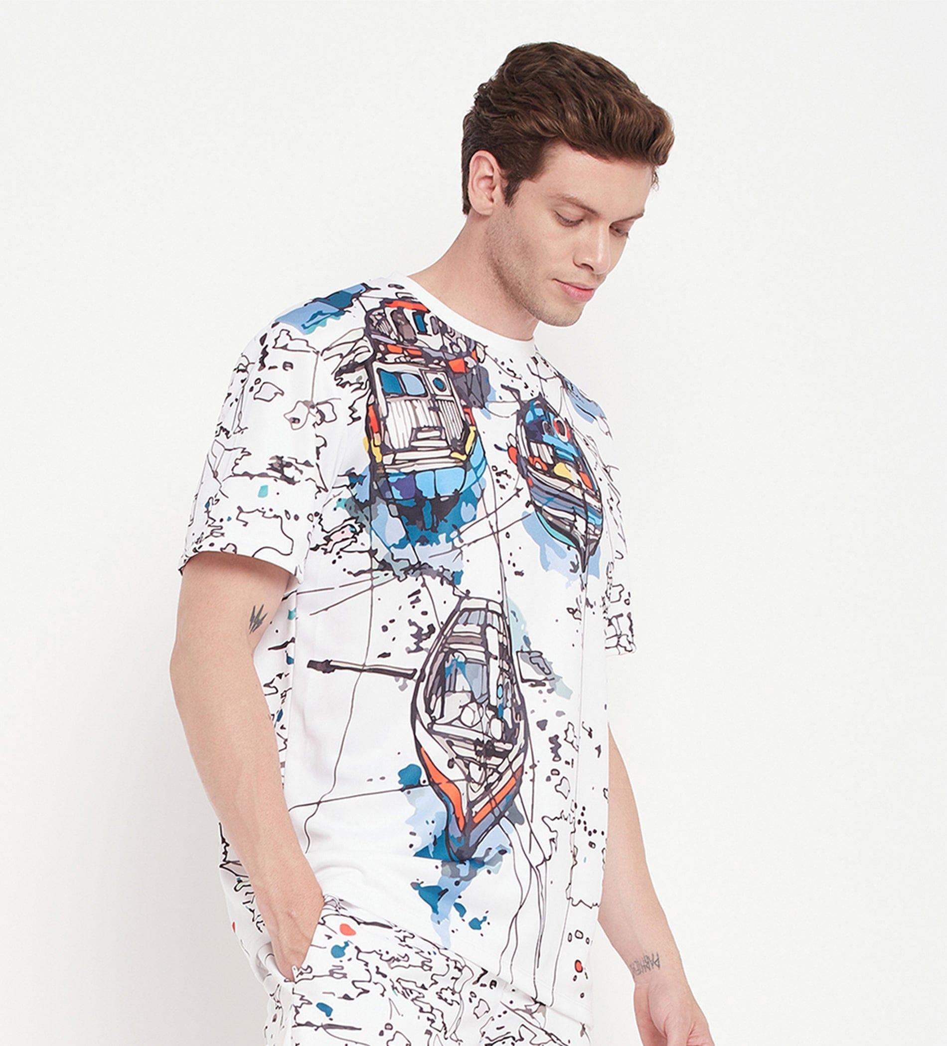 T-shirts T-Shirt Men White Bon Voyage Oversized T-Shirt for Men