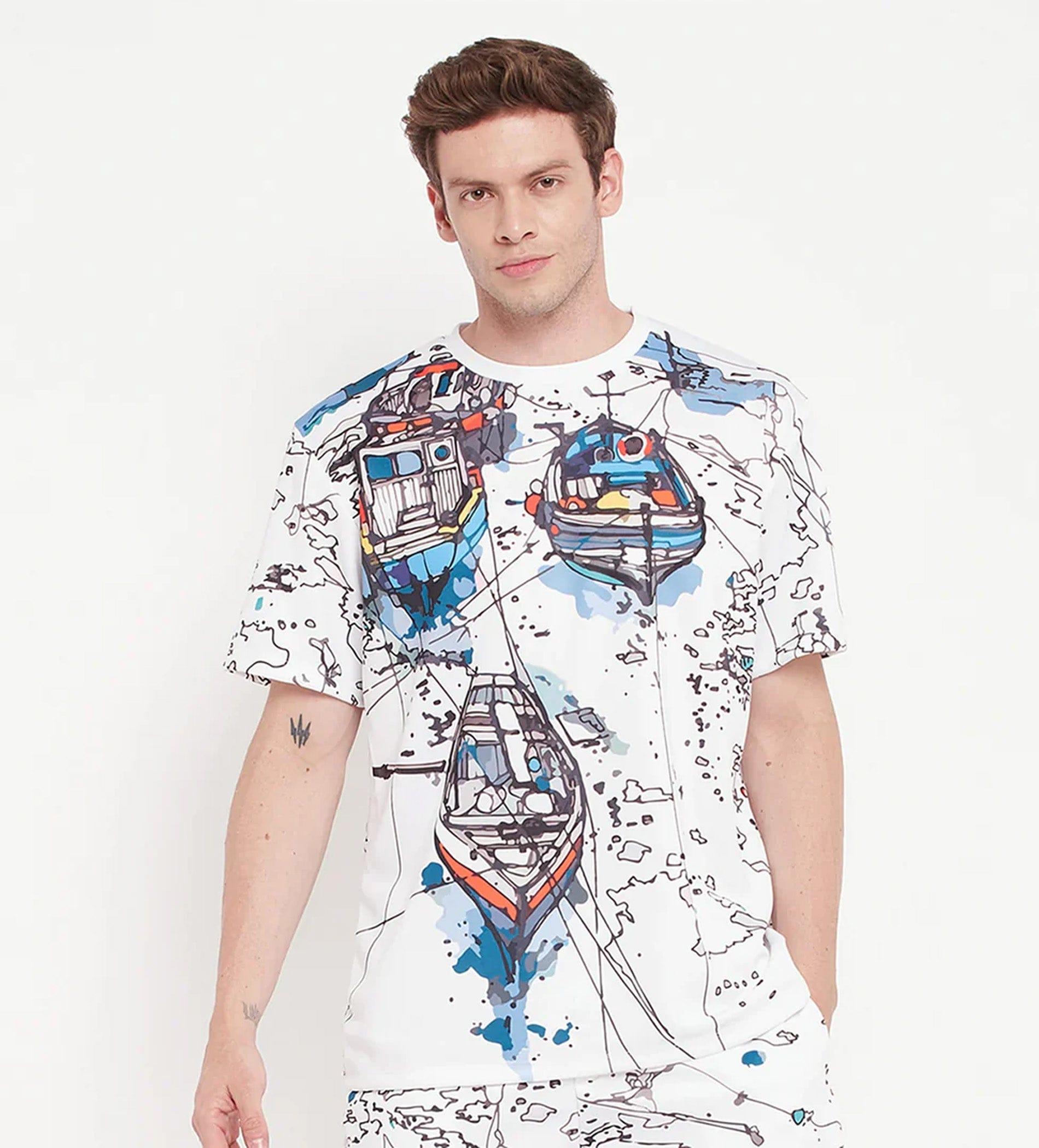 T-shirts T-Shirt Men White Bon Voyage Oversized T-Shirt for Men