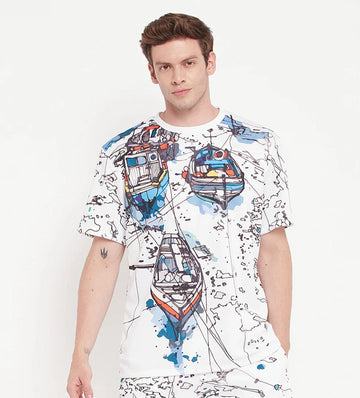 T-shirts T-Shirt Men White Bon Voyage Oversized T-Shirt for Men