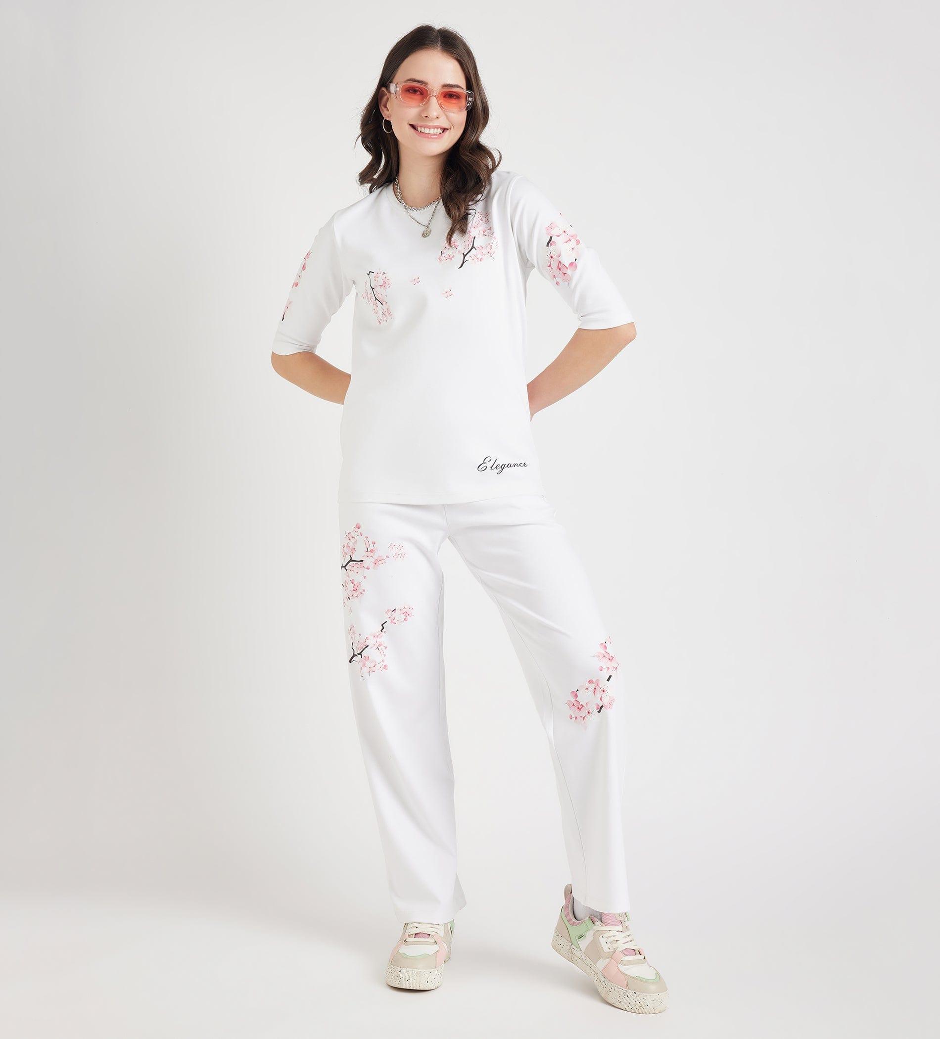 T-Shirts T-Shirt Monochrome Floral Cotton Tee