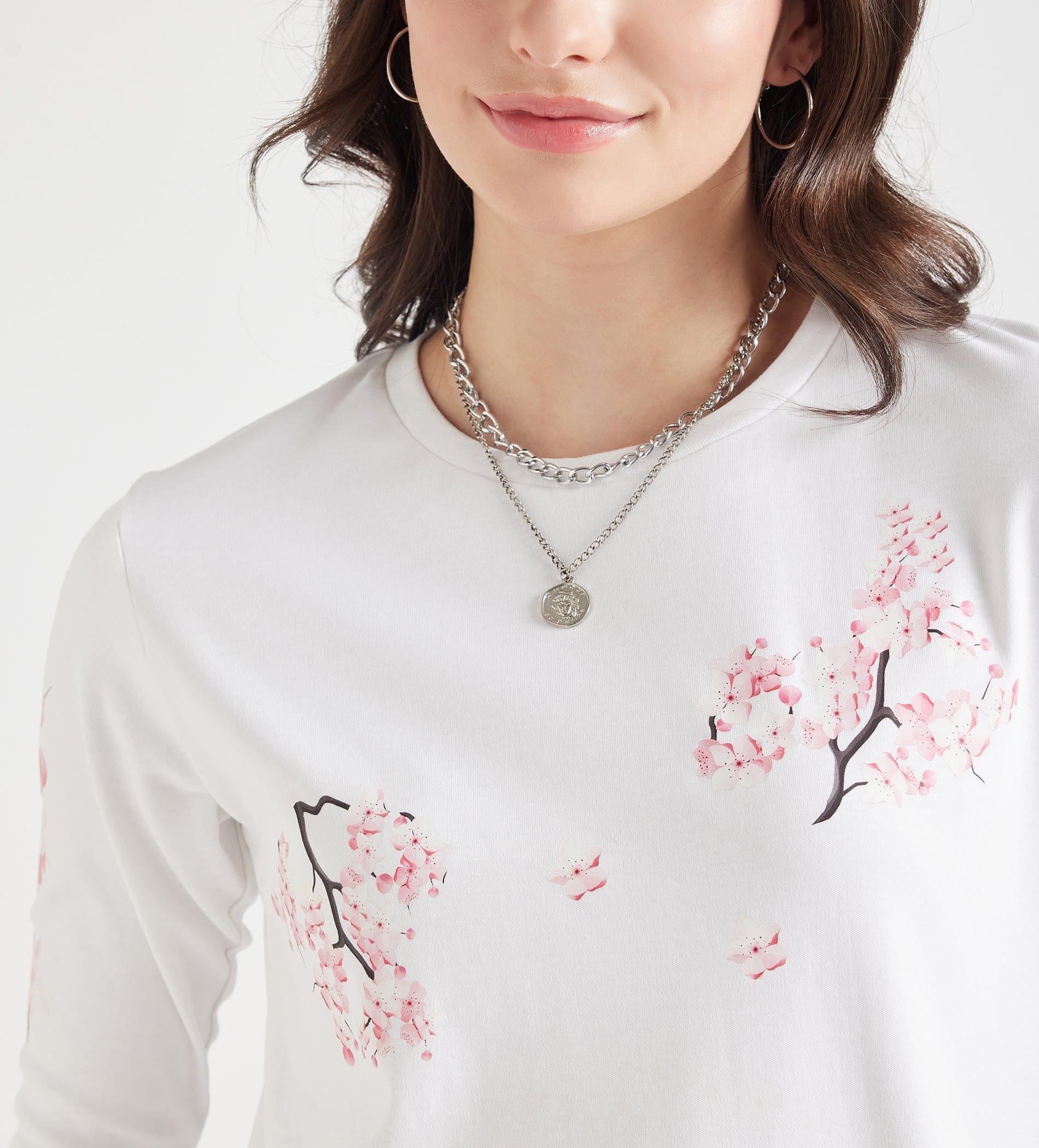 T-Shirts T-Shirt Monochrome Floral Cotton Tee