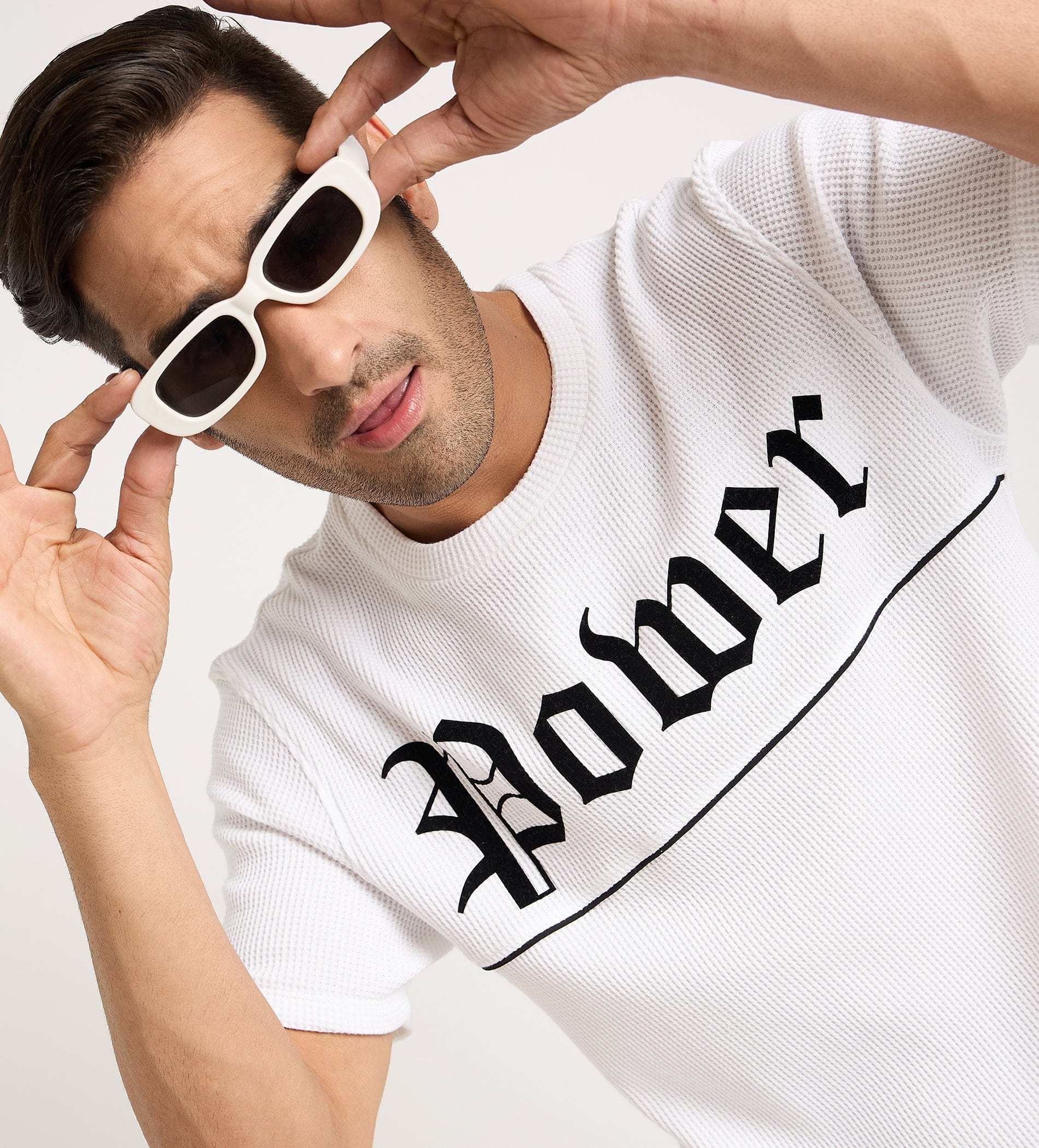 T-Shirts T-Shirt Power Print Textured T-Shirt