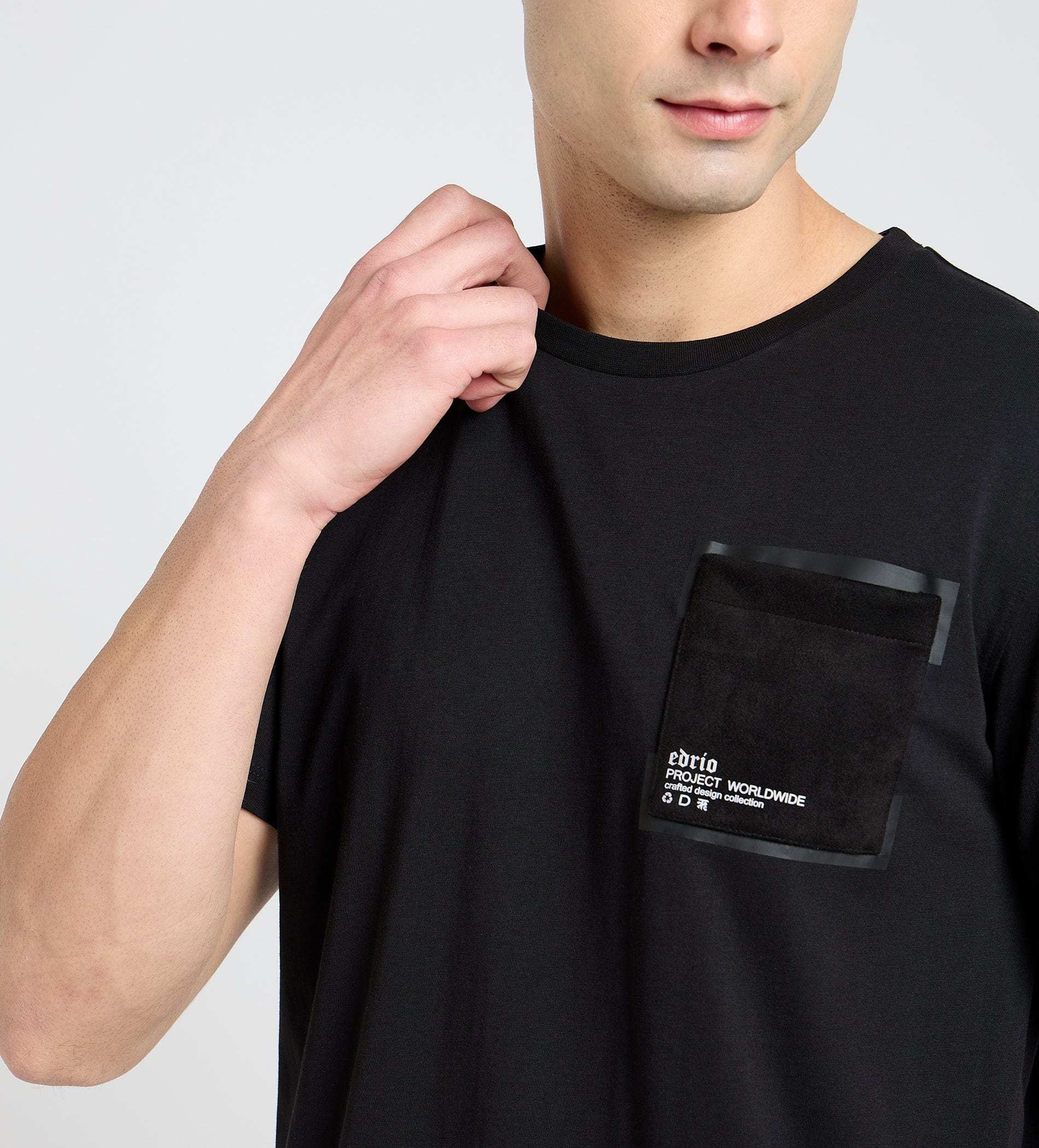 T-Shirts T-Shirt Suede Statement Printed Pocket T-Shirt
