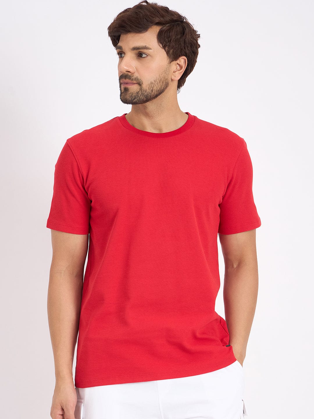 T-shirts T-shirt Texture Waffle Knit T Shirt