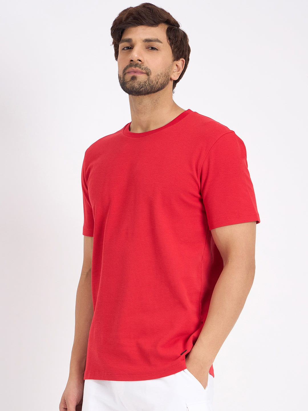 T-shirts T-shirt Texture Waffle Knit T Shirt