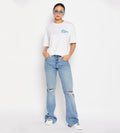 T-shirts T-Shirt White Doodle Print Oversized T-Shirt for Women