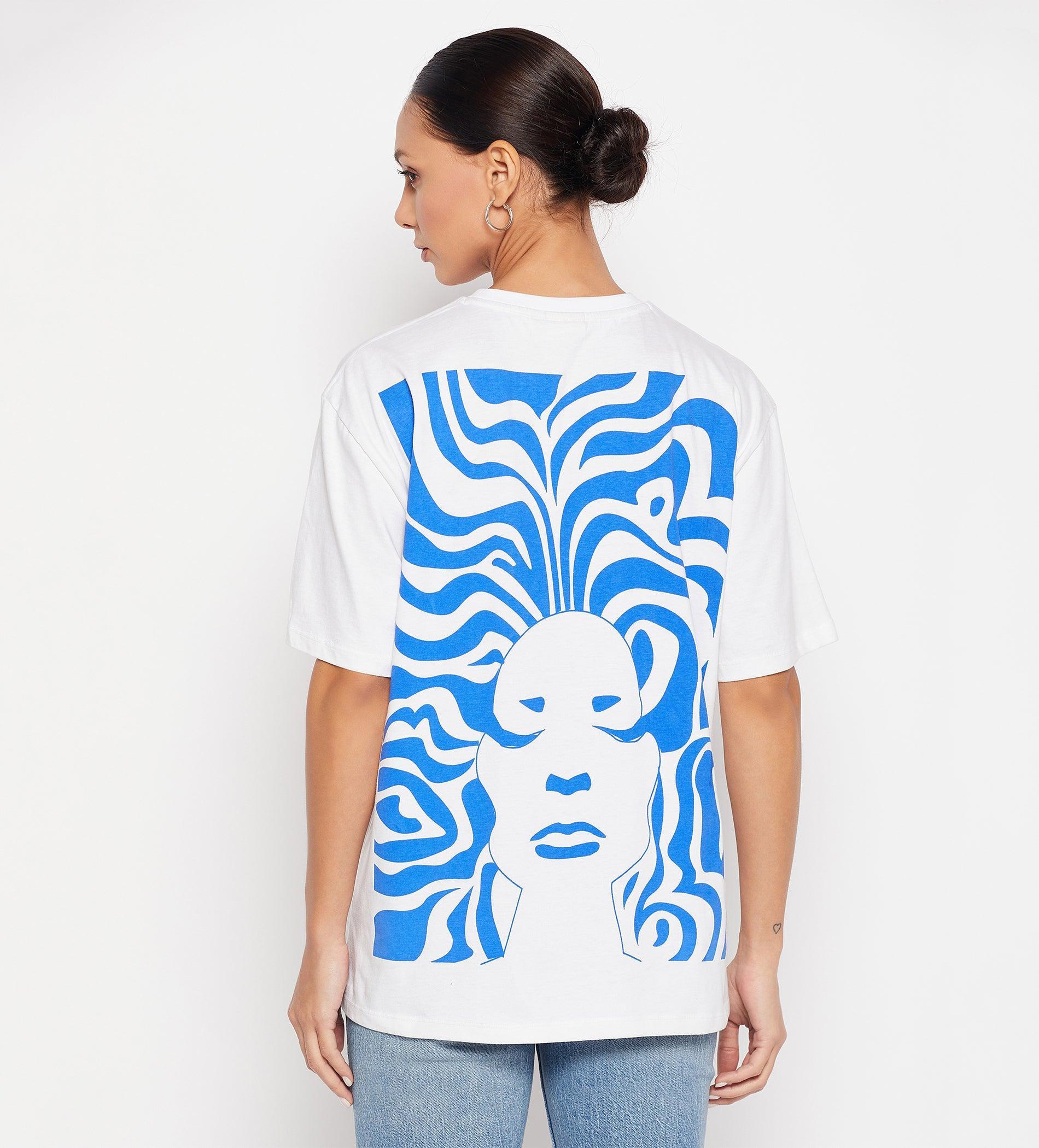 T-shirts T-Shirt White Doodle Print Oversized T-Shirt for Women