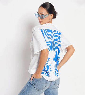 T-shirts T-Shirt White Doodle Print Oversized T-Shirt for Women