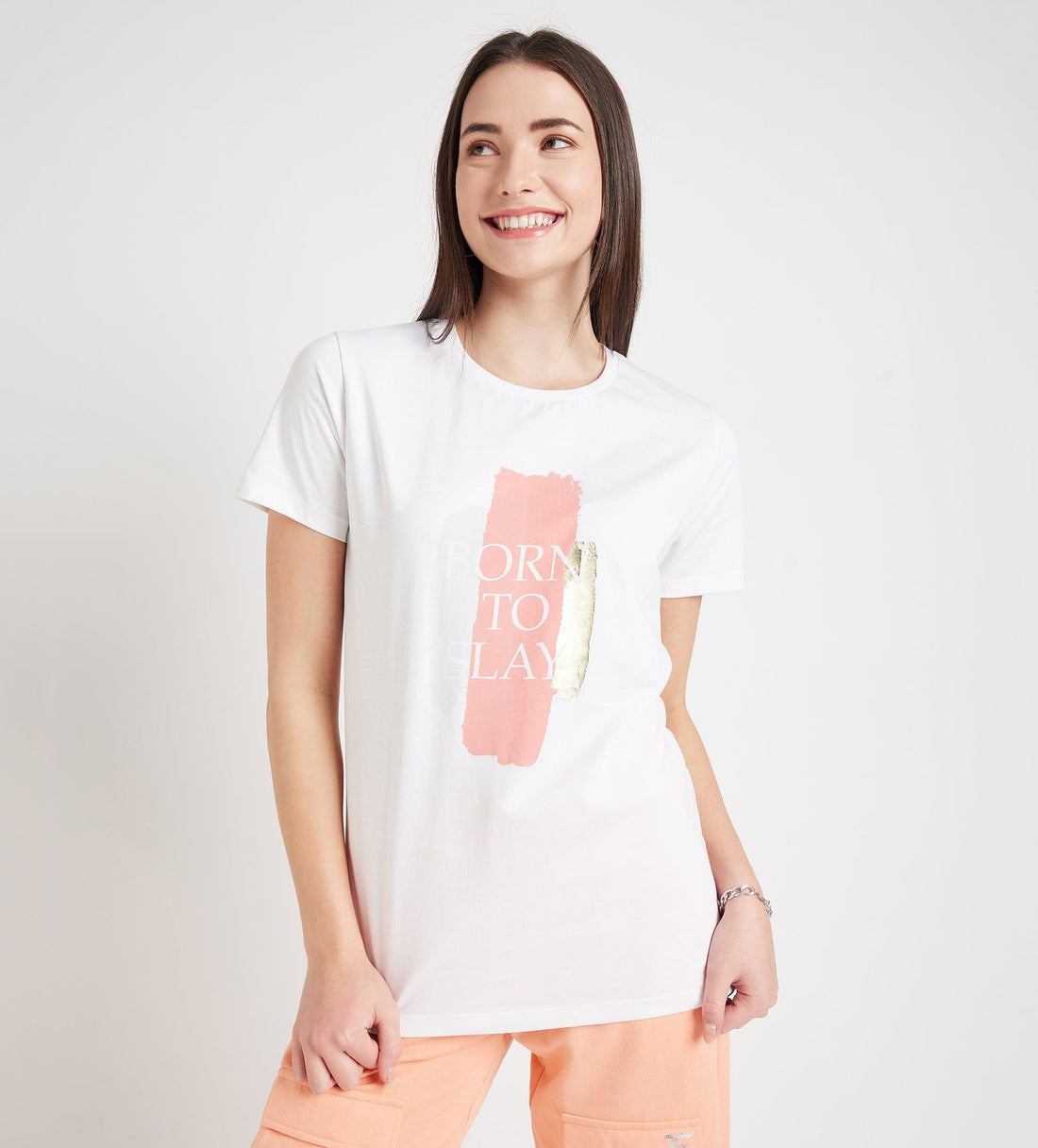 T-Shirts T-Shirt White Shimmer Cotton Tee
