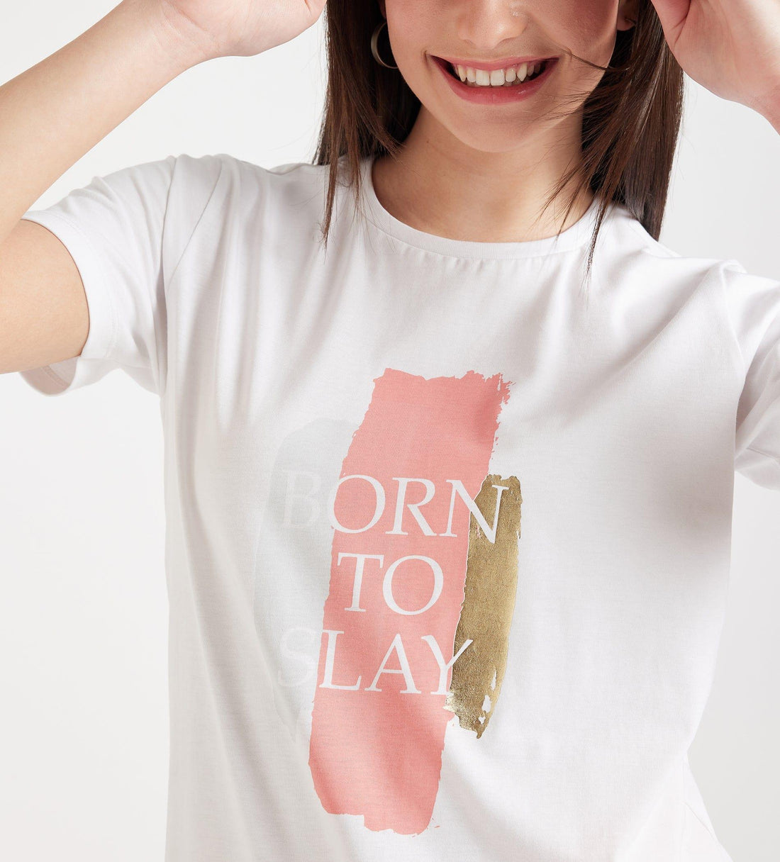 T-Shirts T-Shirt White Shimmer Cotton Tee