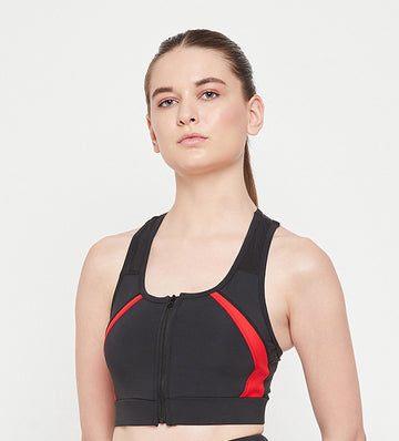 Tanks & Tops Bralette Black Racerback Zipper Bralette for Women