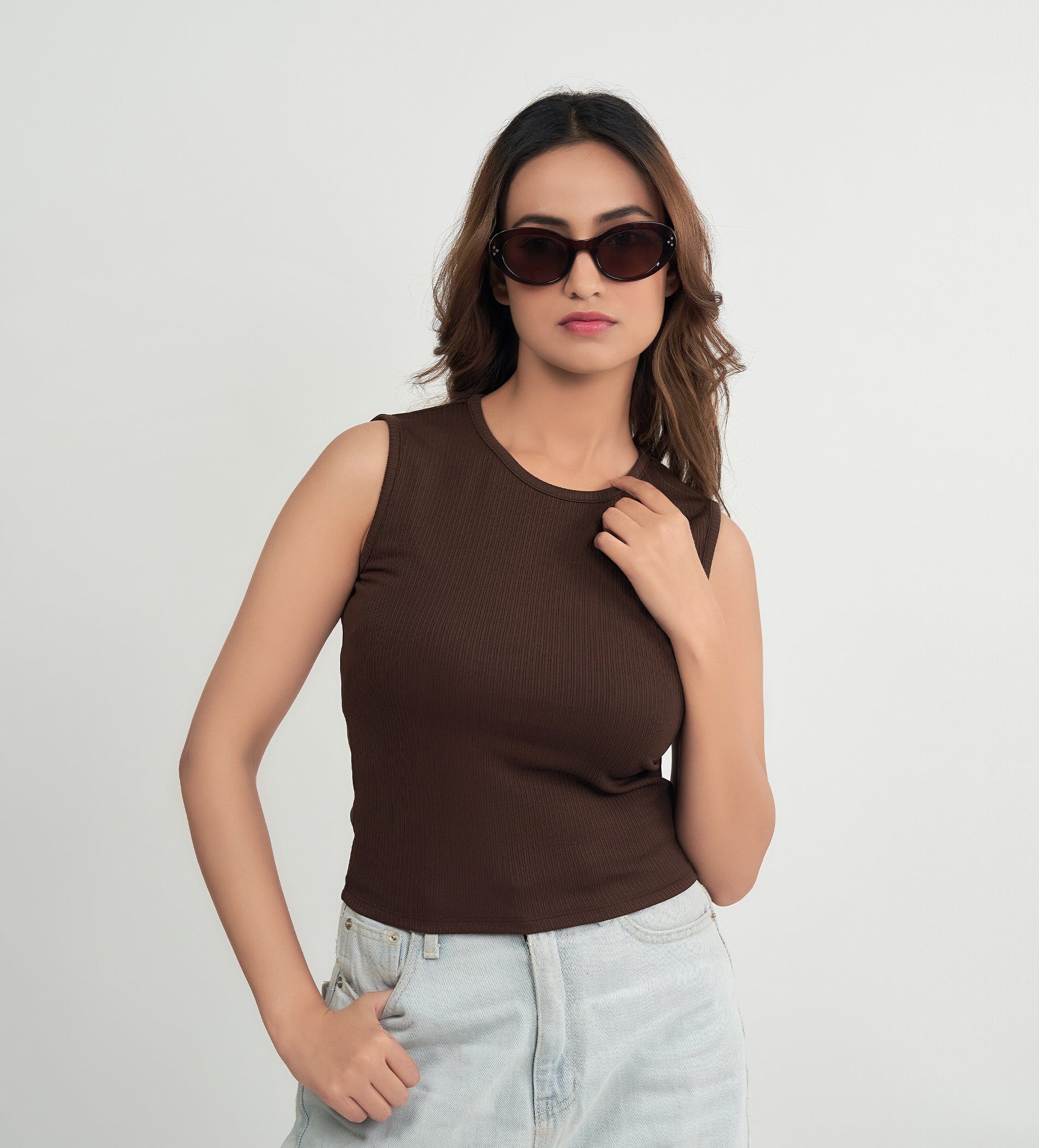 Tanks & Tops Crop Top Essentials brown Tank top