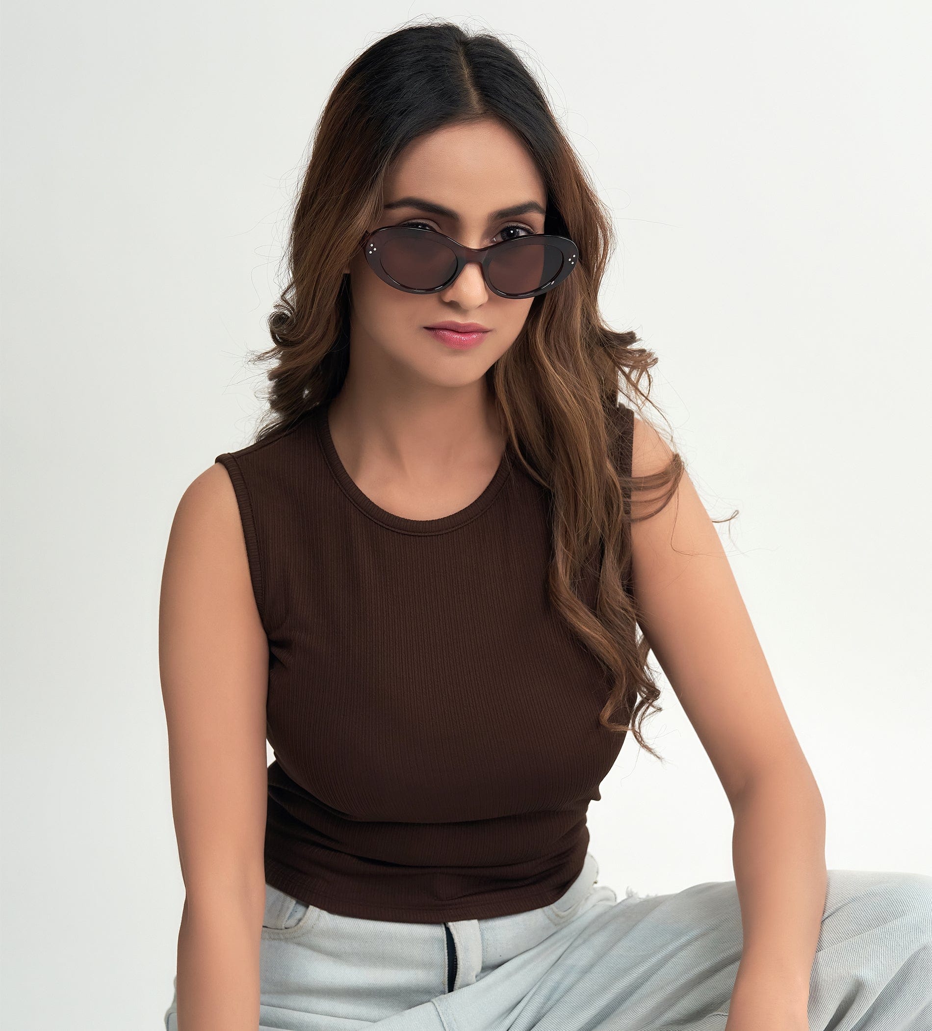 Tanks & Tops Crop Top Essentials brown Tank top