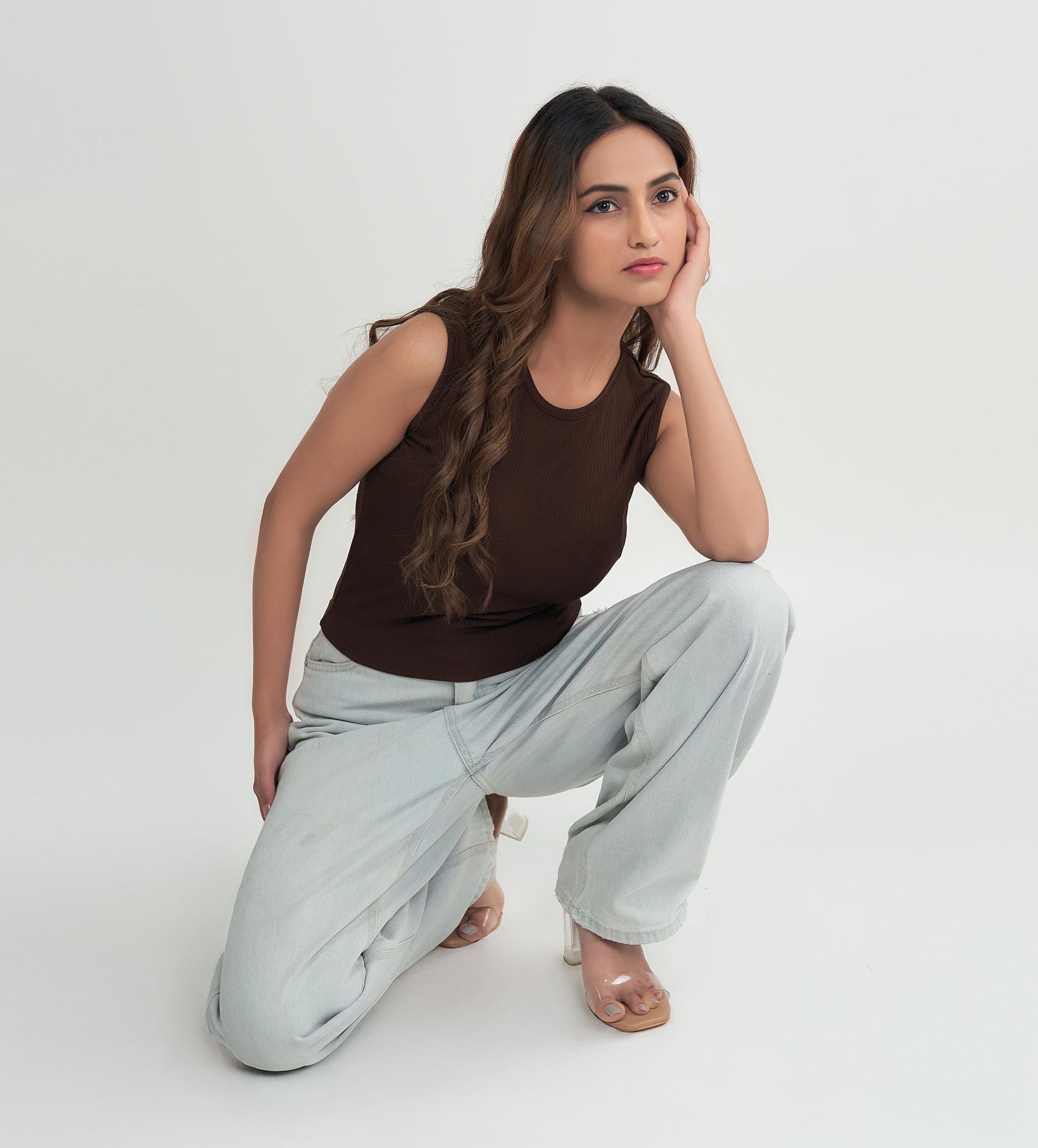 Tanks & Tops Crop Top Essentials brown Tank top