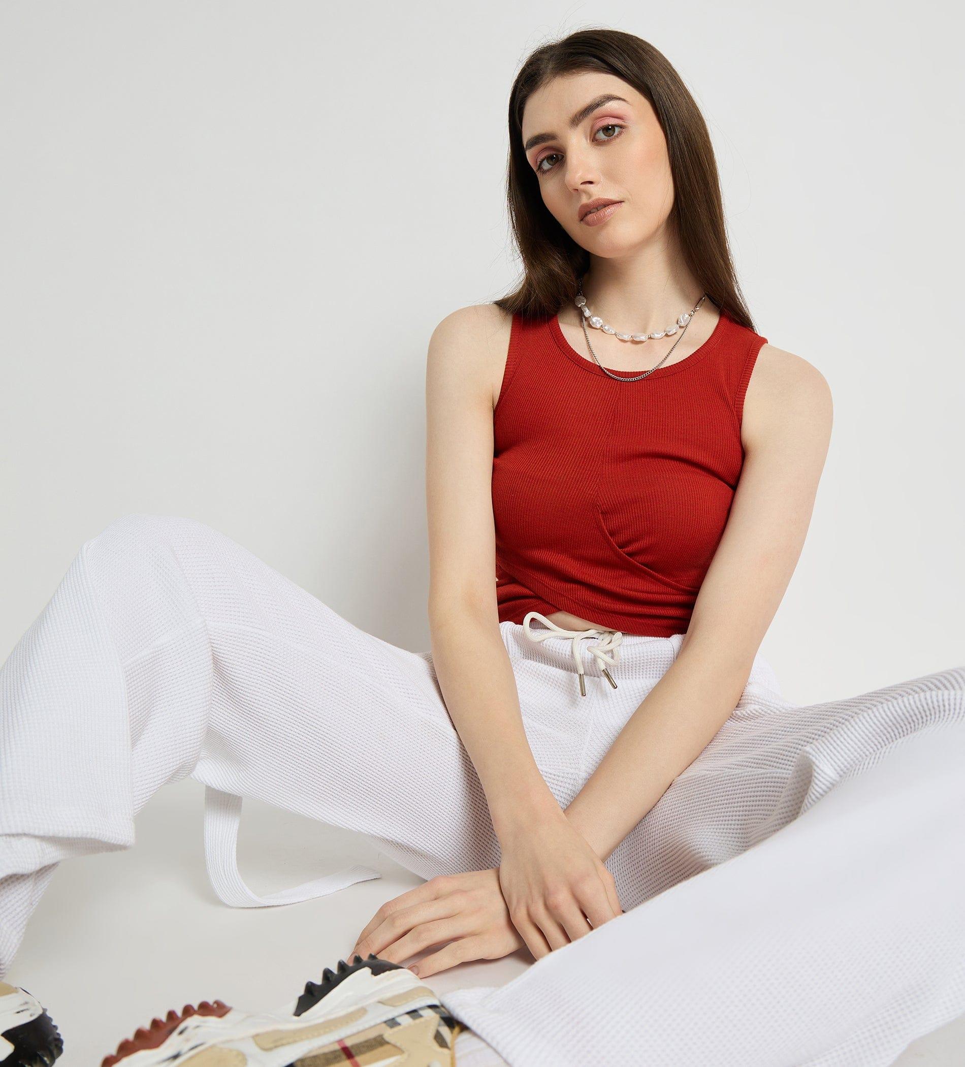 Tanks & Tops Crop Top Front Wrap Ribbed Tank Top