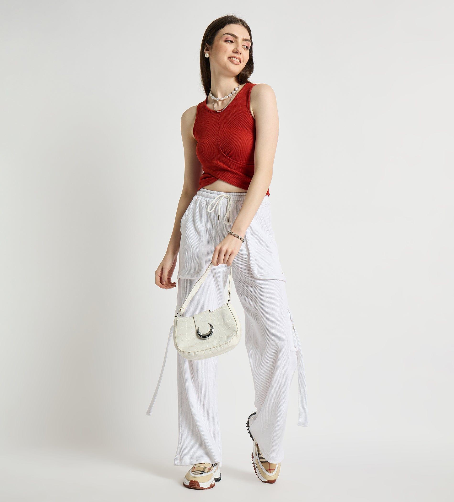 Tanks & Tops Crop Top Front Wrap Ribbed Tank Top