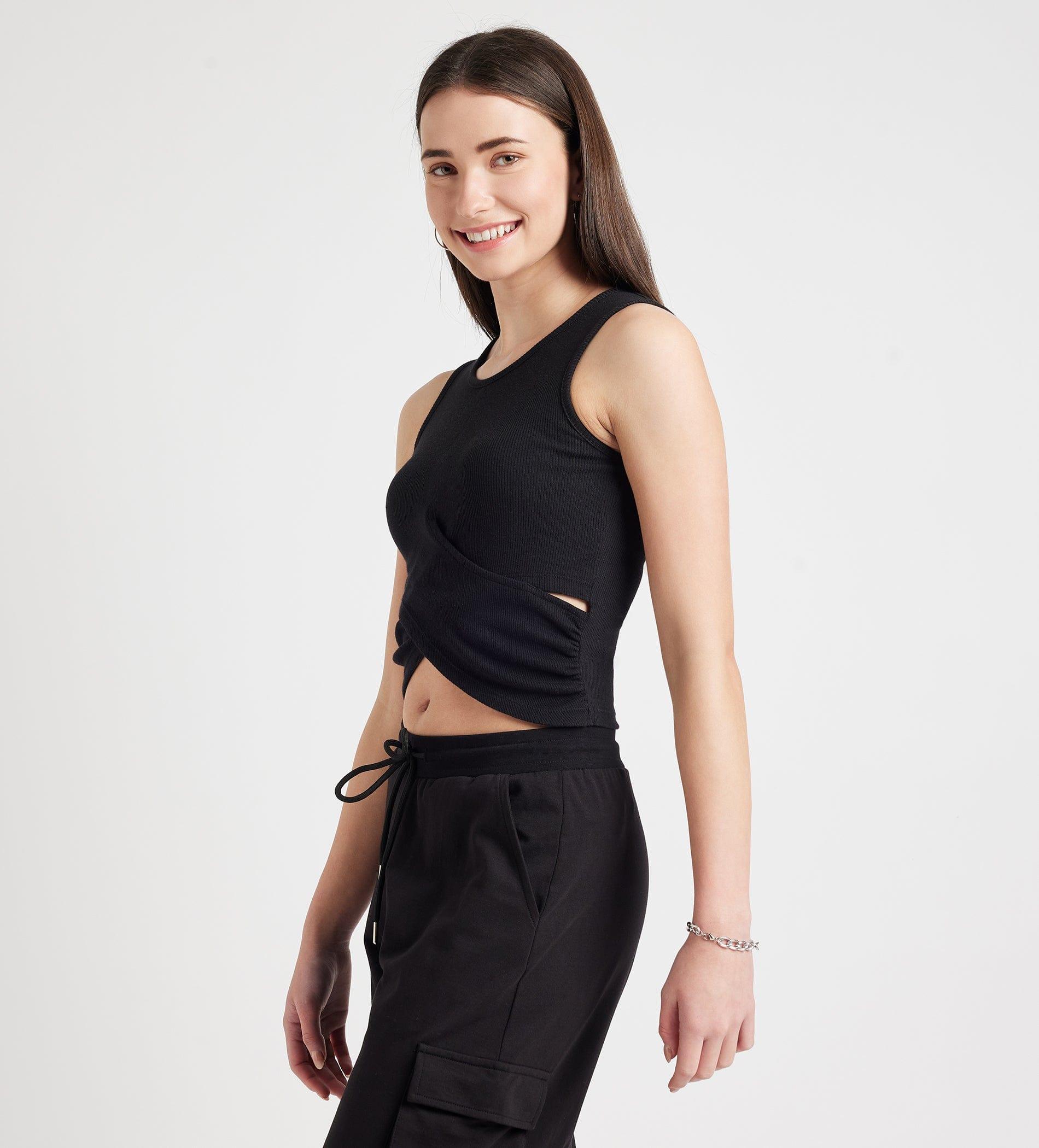 Tanks & Tops Crop Top Front Wrap Ribbed Tank Top