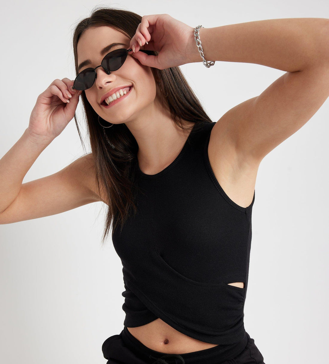 Tanks & Tops Crop Top Front Wrap Ribbed Tank Top