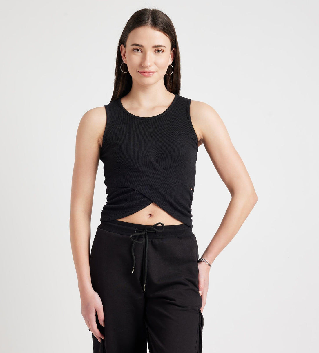 Tanks & Tops Crop Top Front Wrap Ribbed Tank Top