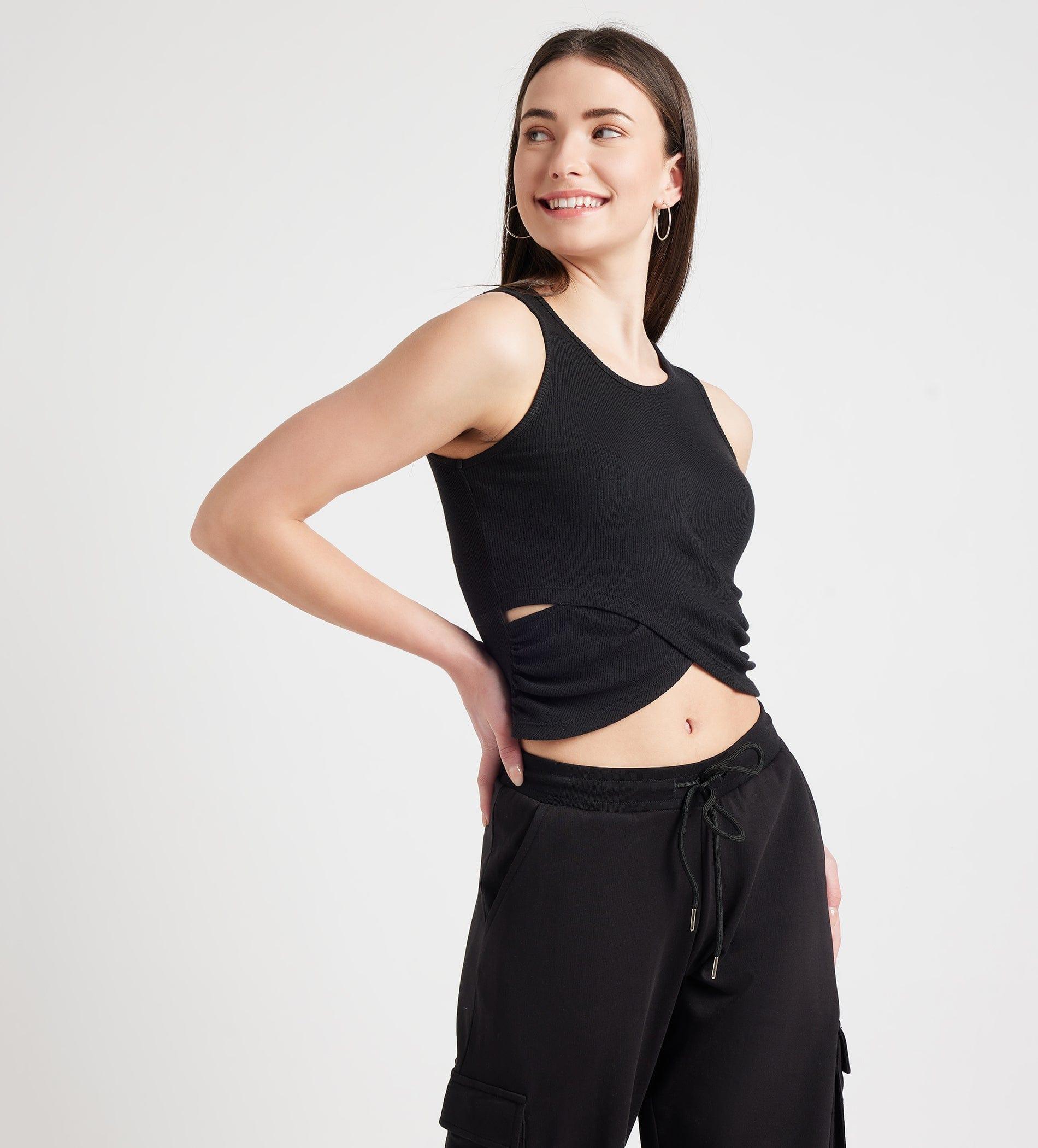Tanks & Tops Crop Top Front Wrap Ribbed Tank Top