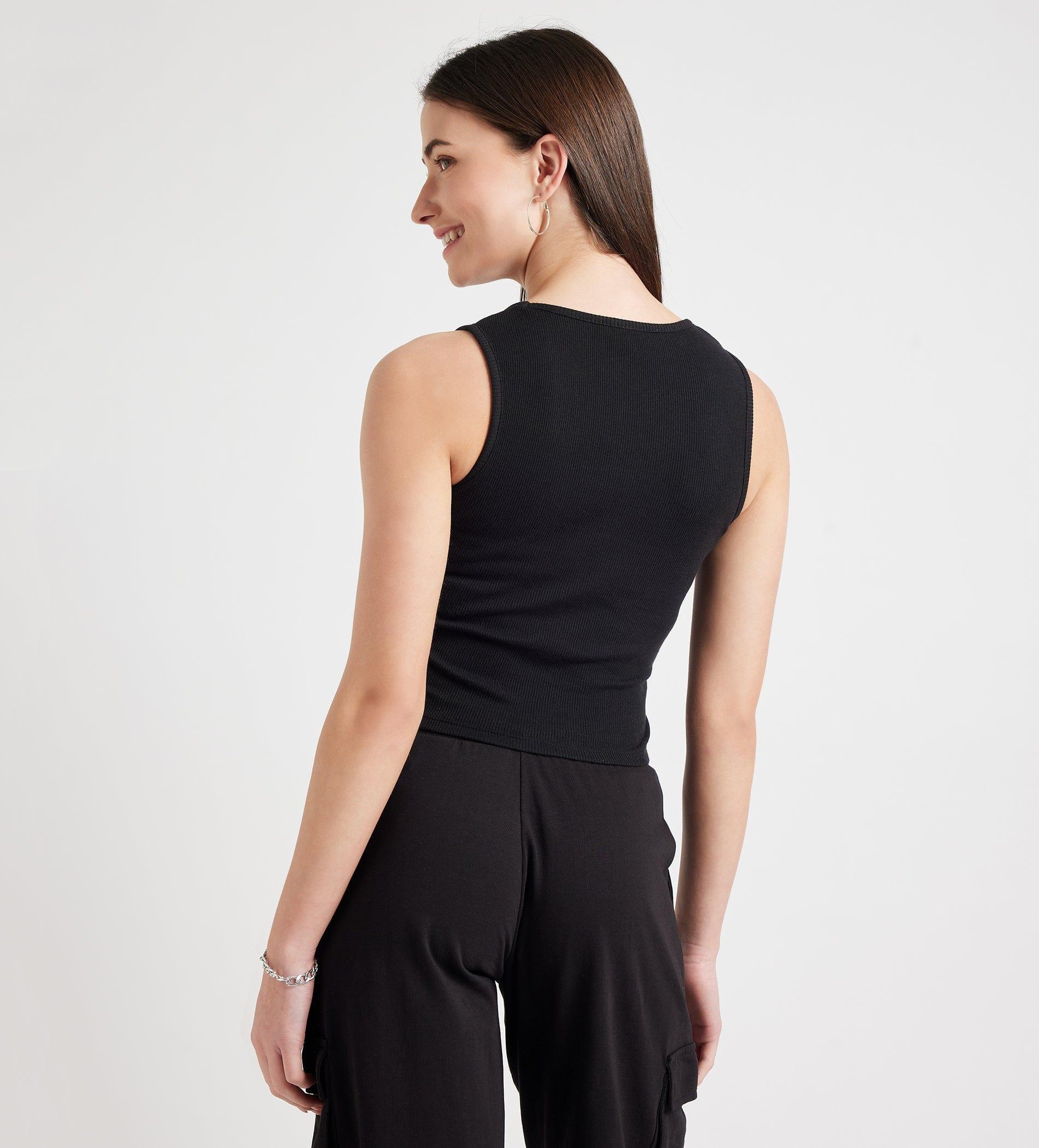 Tanks & Tops Crop Top Front Wrap Ribbed Tank Top