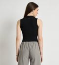 Tanks & Tops Crop Top Polo Neck Ribbed Tank Top