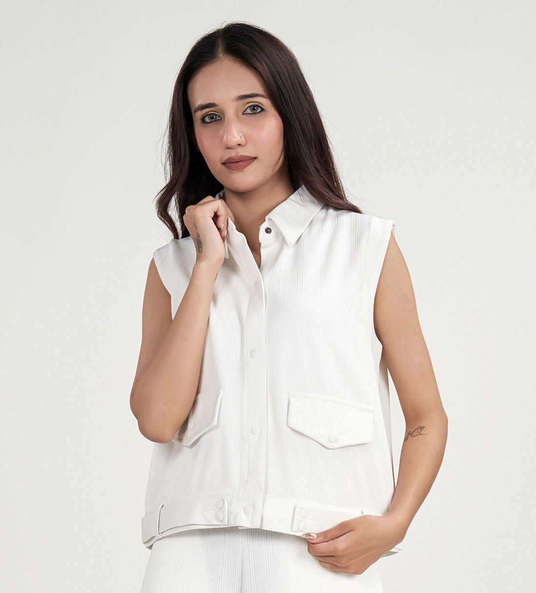 Tanks & Tops Polo T-Shirt Sculpted Elegance Knit Top