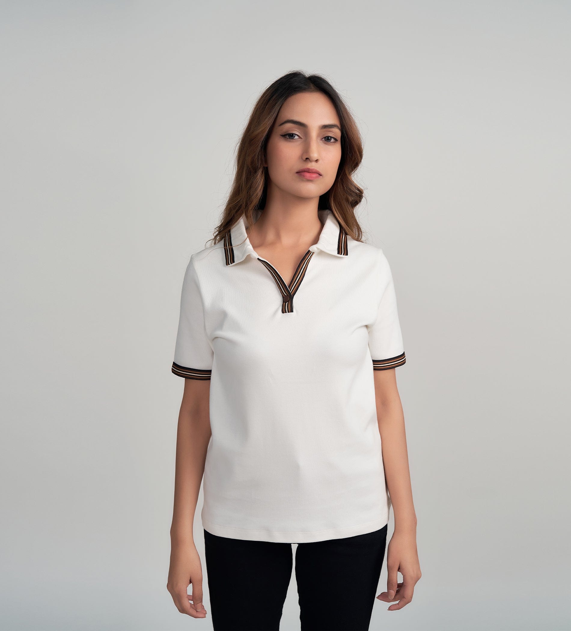 Tanks & Tops Polo T-Shirt Tape Accent Off White T-shirt