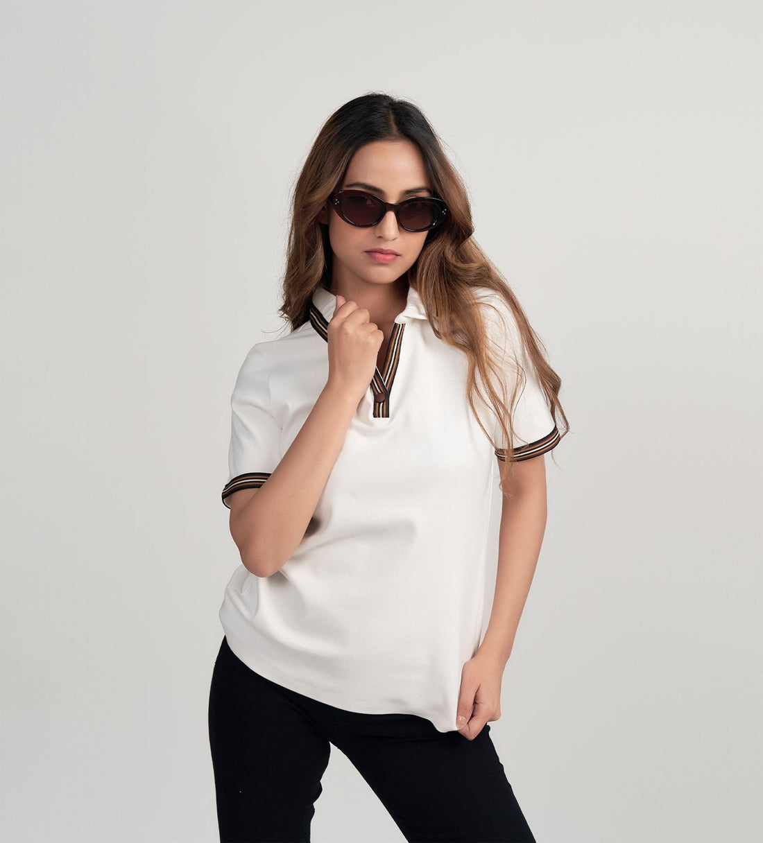 Tanks & Tops Polo T-Shirt Tape Accent Off White T-shirt