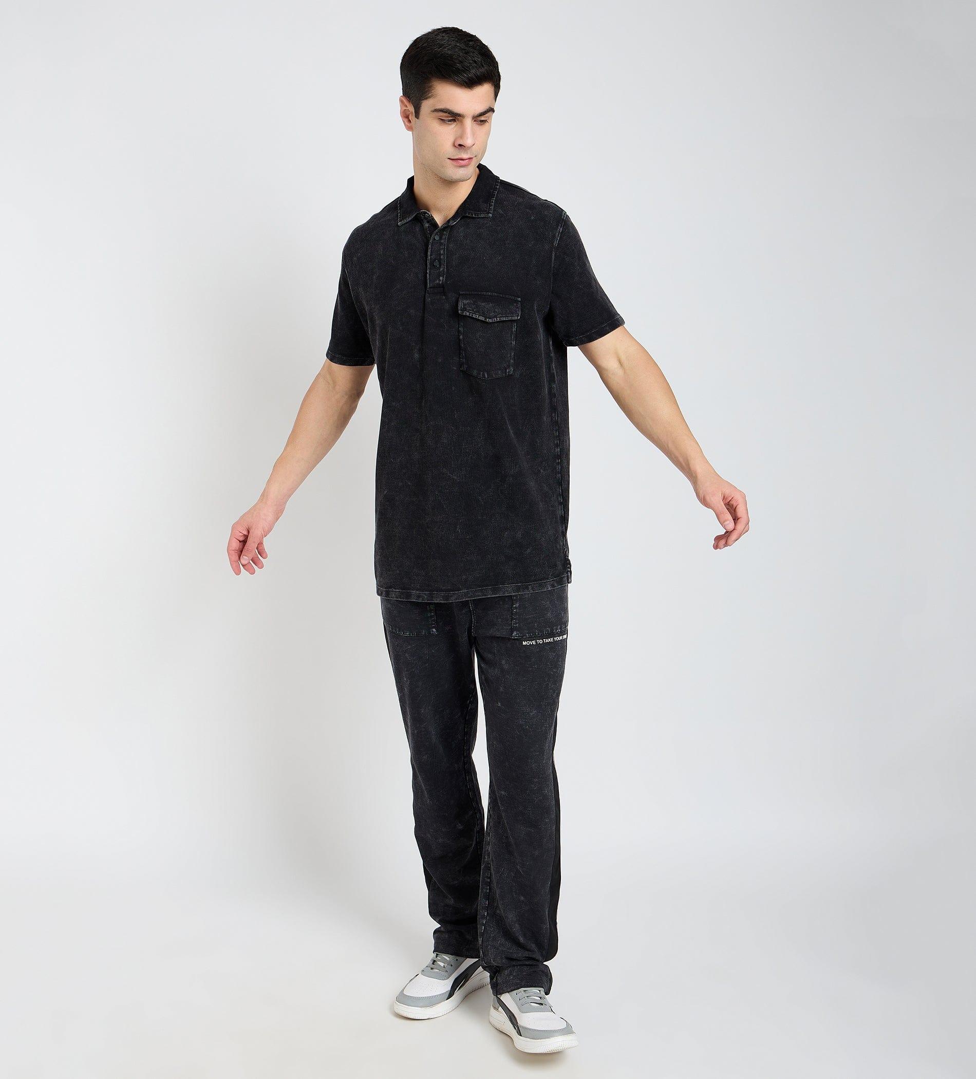 Track Pants Drawstring Trackpants Charcoal Washed Trackpants For Men