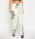 Track Pants Drawstring Trackpants Off-White Bandana Print Wide Leg Trouser for Women