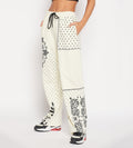 Track Pants Drawstring Trackpants Off-White Bandana Print Wide Leg Trouser for Women